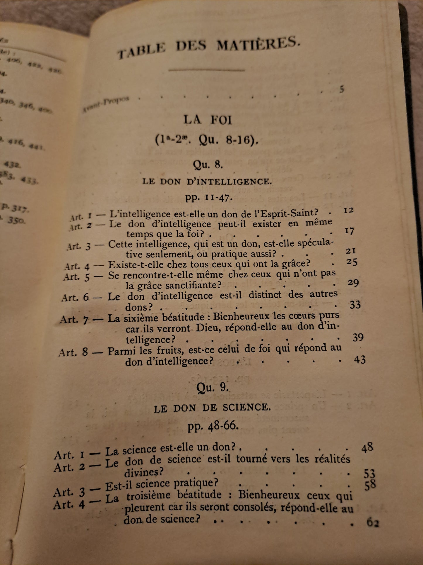 Somme theologique. La foi Tome 2 2a-2a, questions 8-16. Saint Thomas D'Aquin. Ancien livre vintage catholique.
