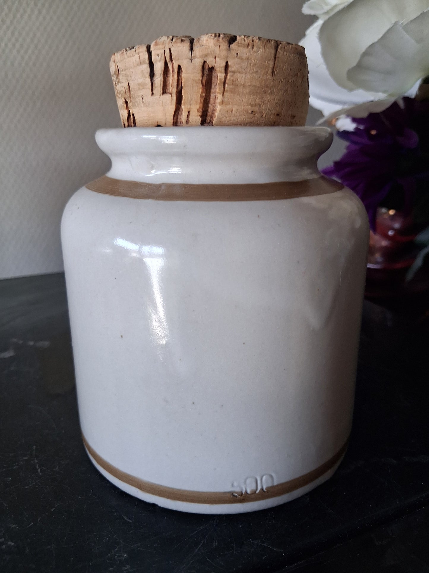 Pot en gres ananas fraises estampilles. Ancienne decoration vintage shabby