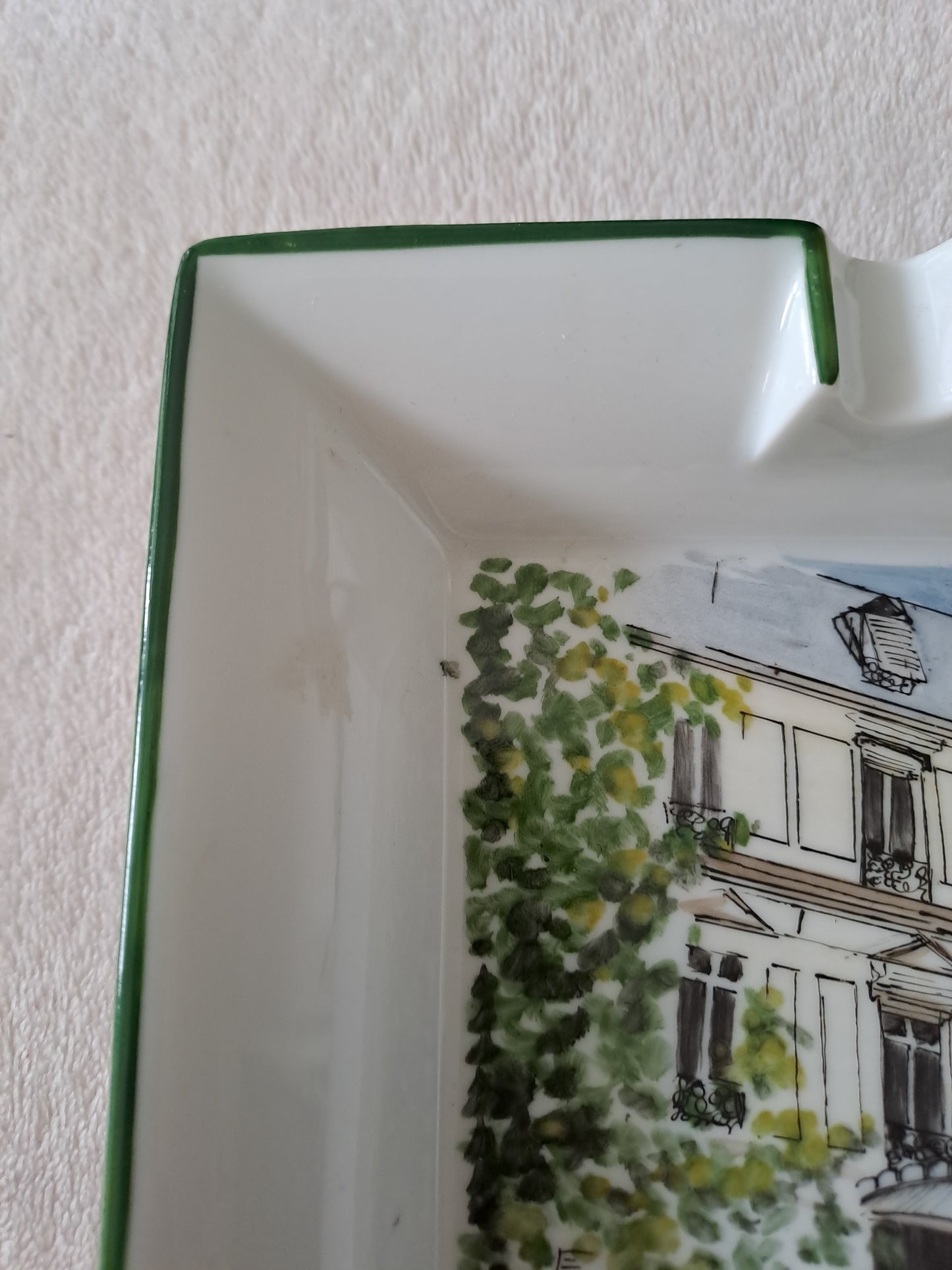 Cendrier à cigares. Porcelaine Limoges France. Peint À La Main. Ancien decoratrice vintage catholique.