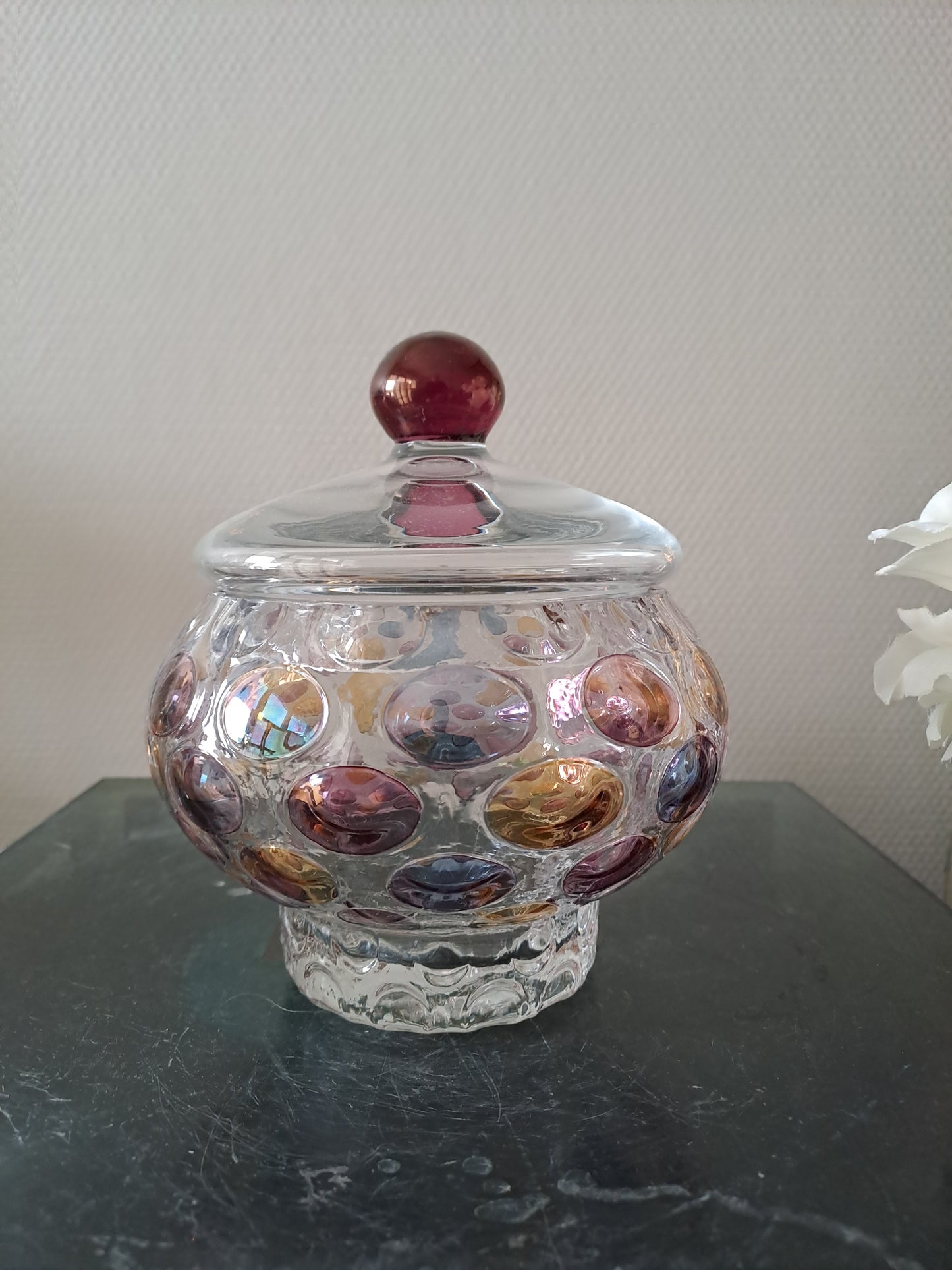Bonbonniere/ Vase optique vintage. Boske Sklo. Czech glass.