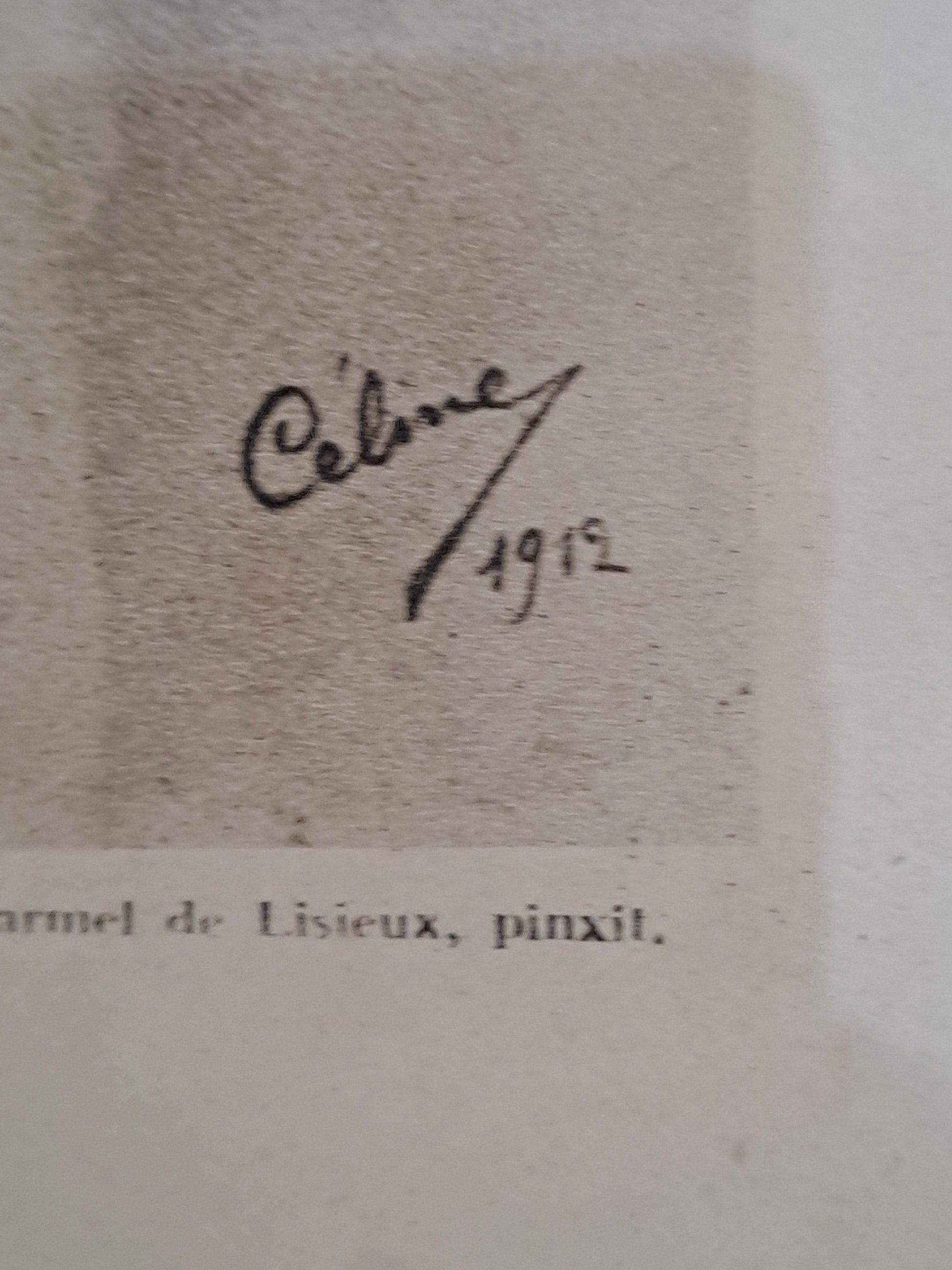 Gravure représentant Sainte Thérèse De L'enfant Jesus de la Sainte-Face. 52 cm x 42 cm.