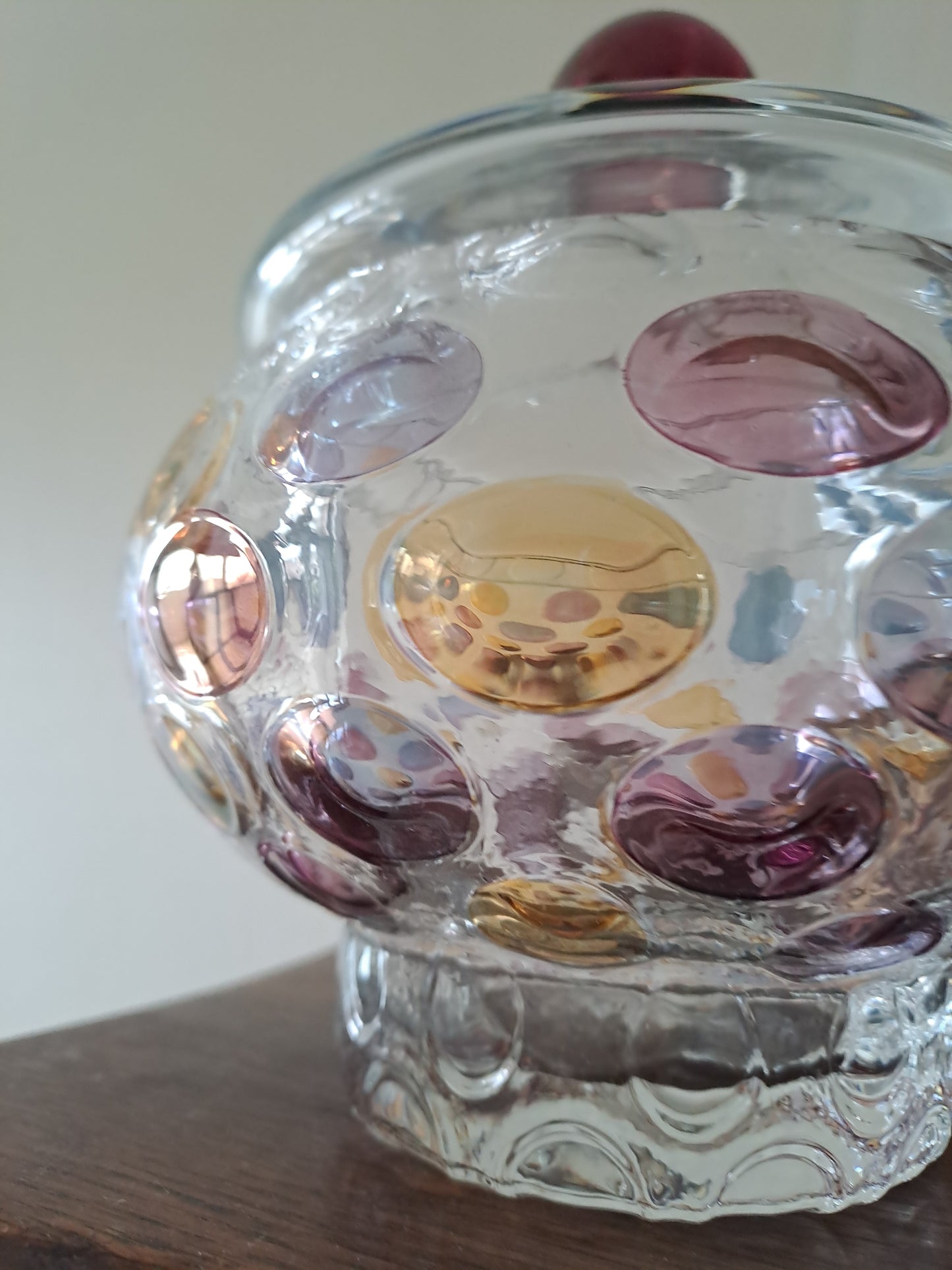 Bonbonniere/ Vase optique vintage. Boske Sklo. Czech glass.