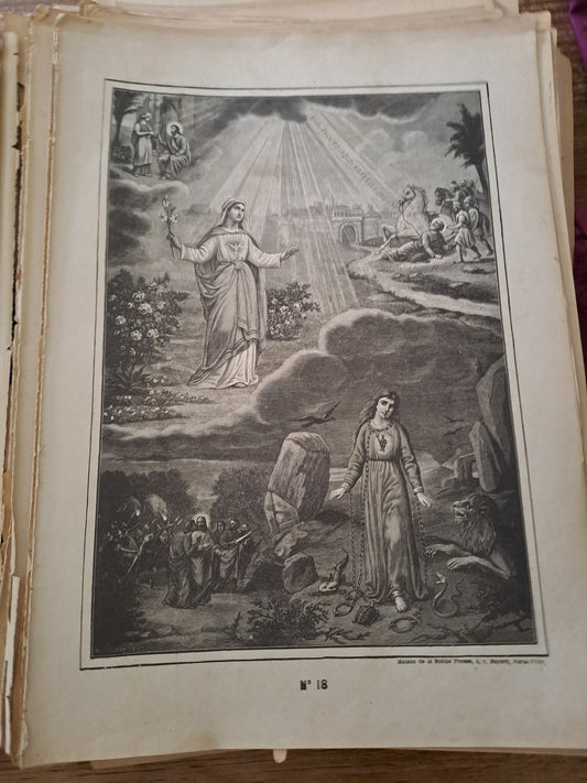 Gravure. La grâce. Ancien decoration vintage catholique