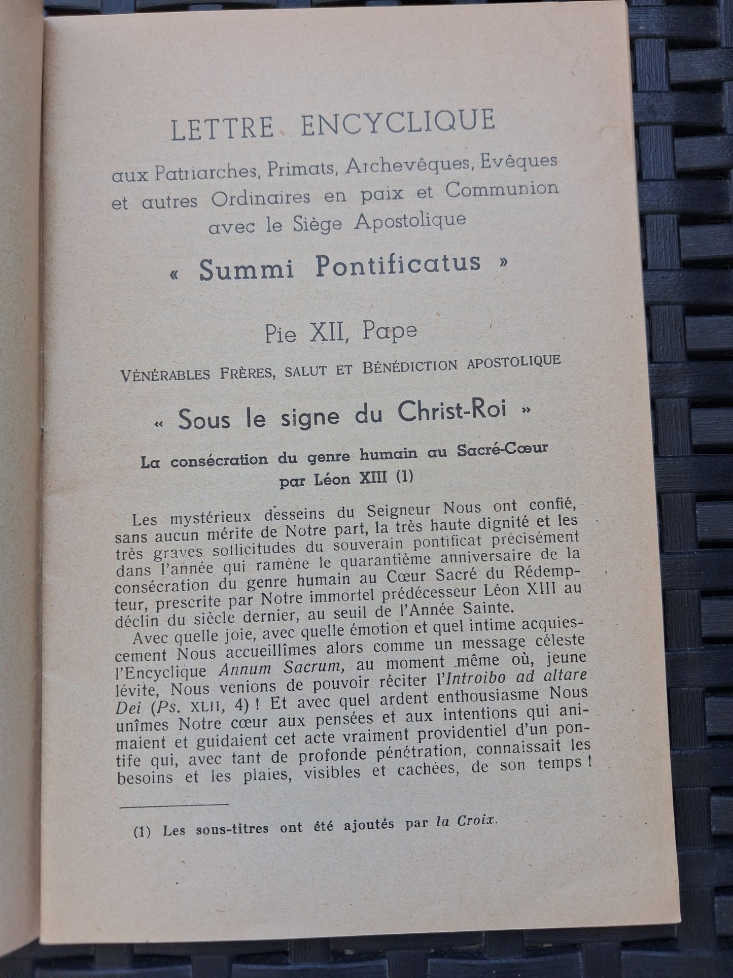 Encyclique summi pontificatus pie XII Ancien livre vintage pape catholique