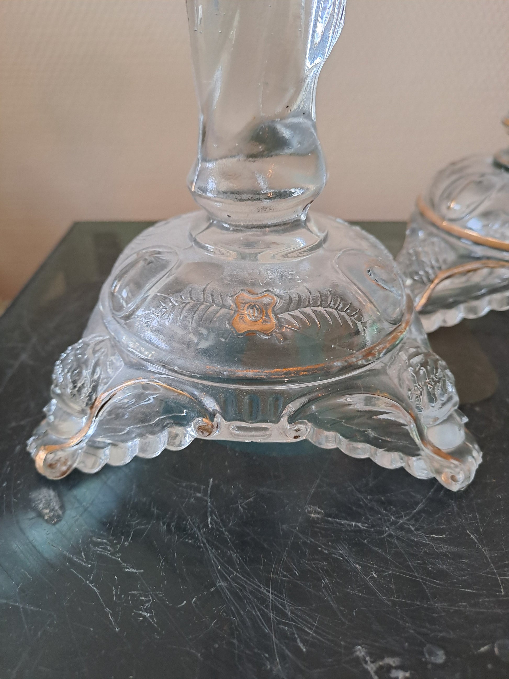 Paire de bougeoirs Sacré-Cœurs De Jésus Et Sainte Vierge Marie. Val saint lambert. Ancien Vintage catholique.