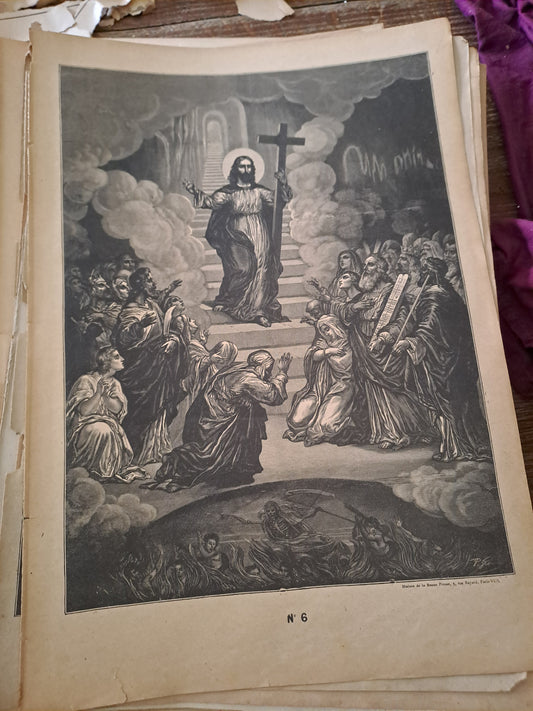 Gravure. La resurrection. Ancien decoration vintage catholique