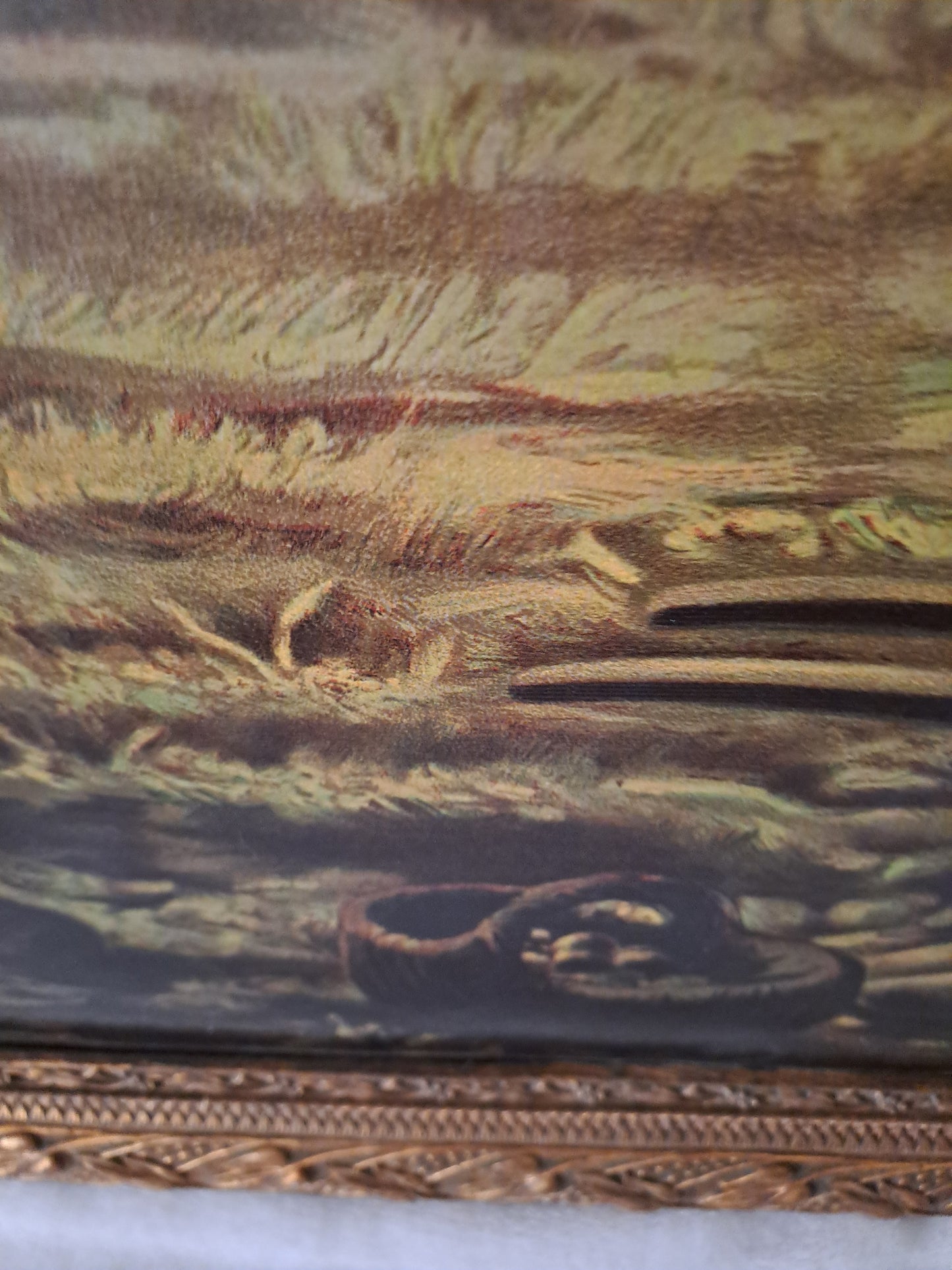 L'angélus. Chromolithographie d'après Millet. 82 cm X 60.5 cm.