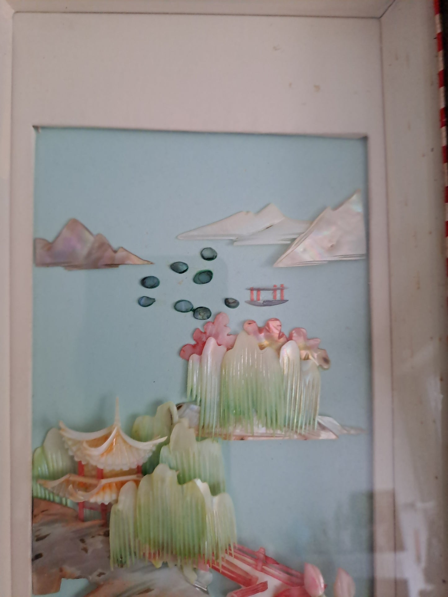 Tableau en Nacre et cadre en bois Laque.