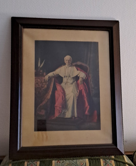 Pape Leon XIII  par Giuseppe Ugolini. Ancien decoration gravure vintage catholique.