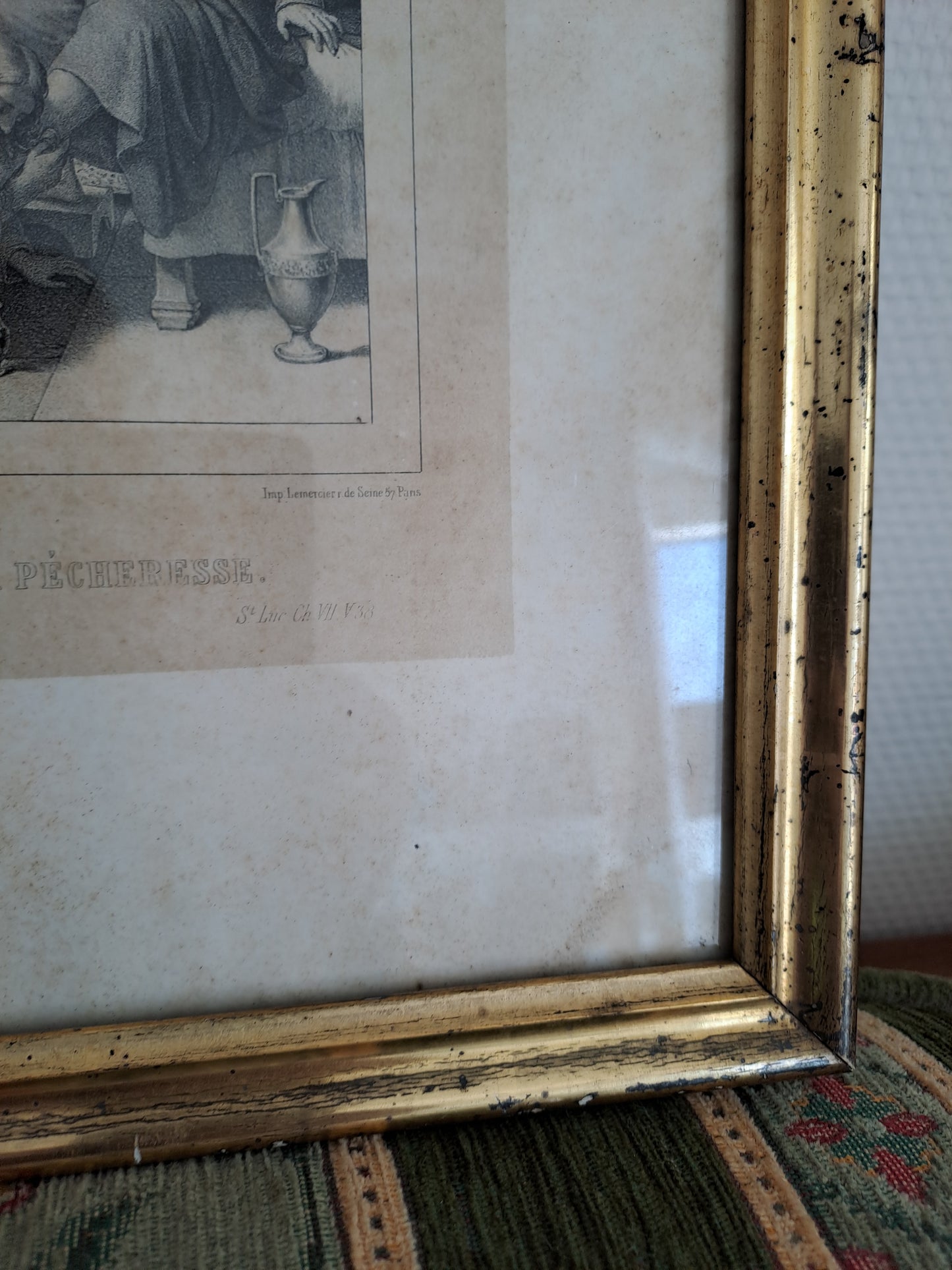 Cadre / Gravure représentant " Jésus-Christ pardonne à la pécheresse ".