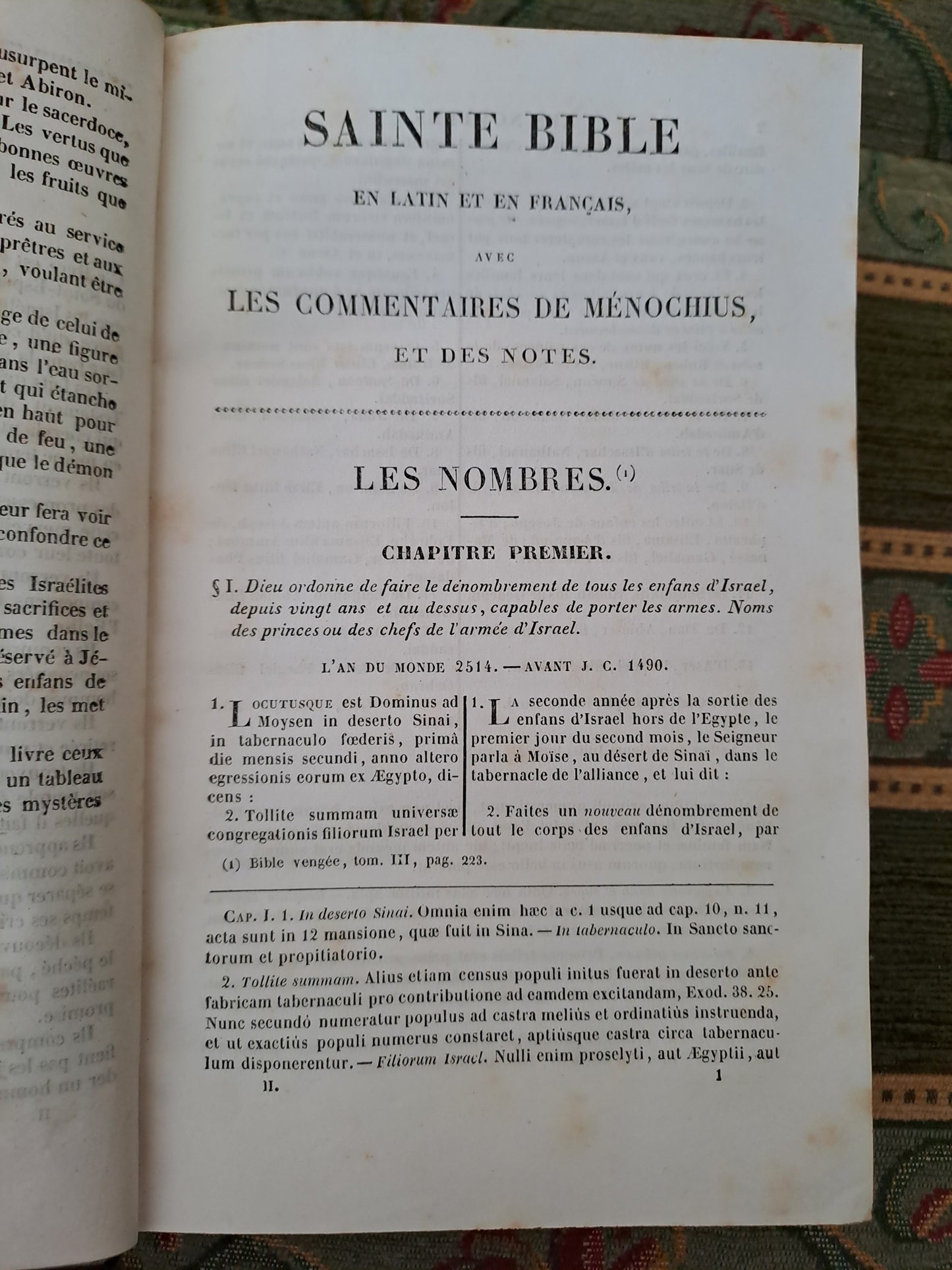 Bible. T2. 1835. R P De Carrières Commentaires De Menochius.