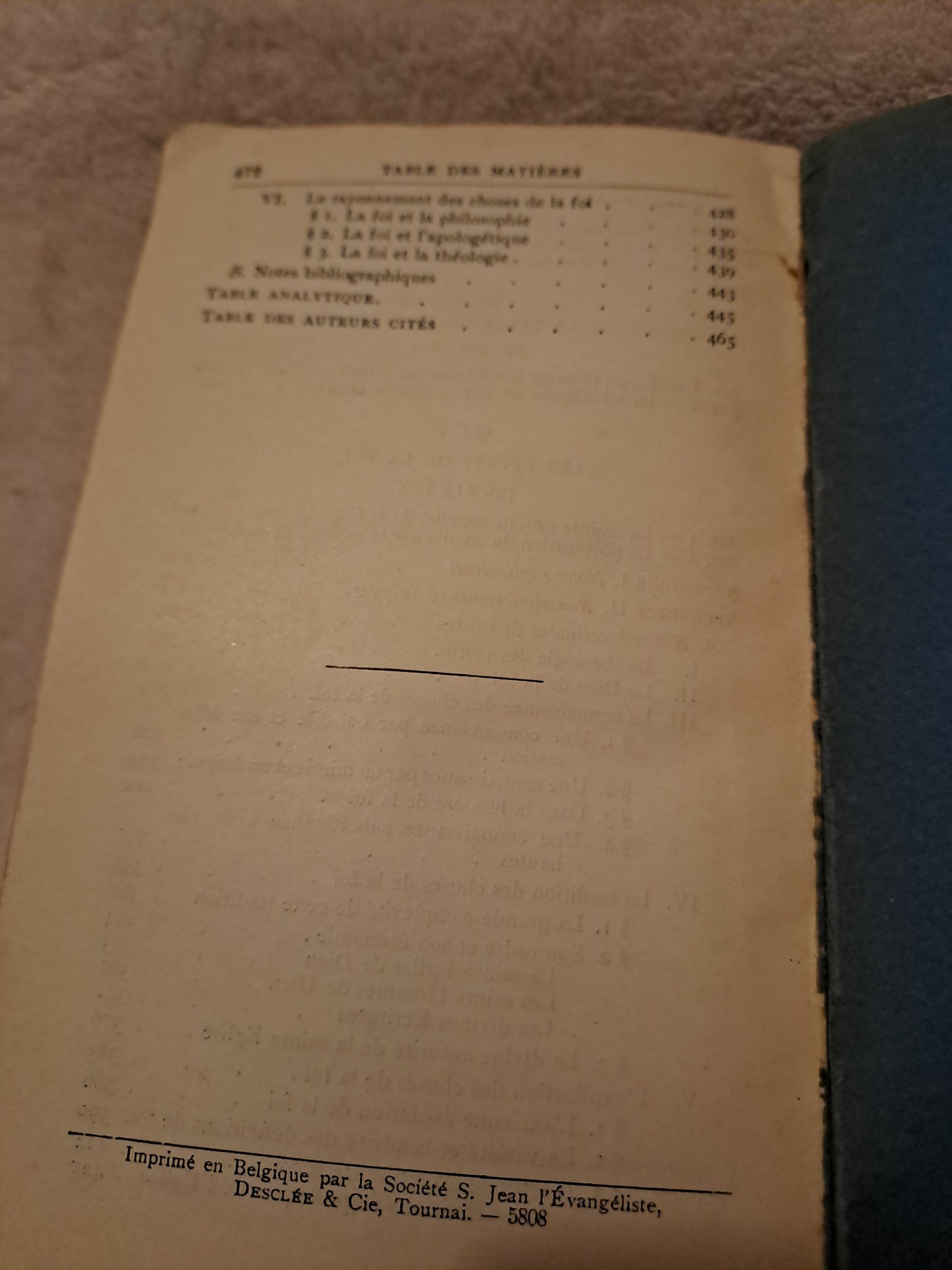 Somme theologique. La foi. Tome 1. 2a-2a, questions 1-7. Saint Thomas D'Aquin. Ancien livre vintage catholique.