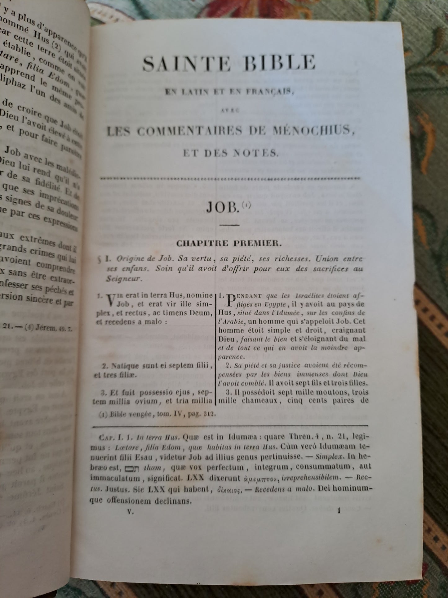 Bible. T5. 1835. R P De Carrières Commentaires De Menochius.