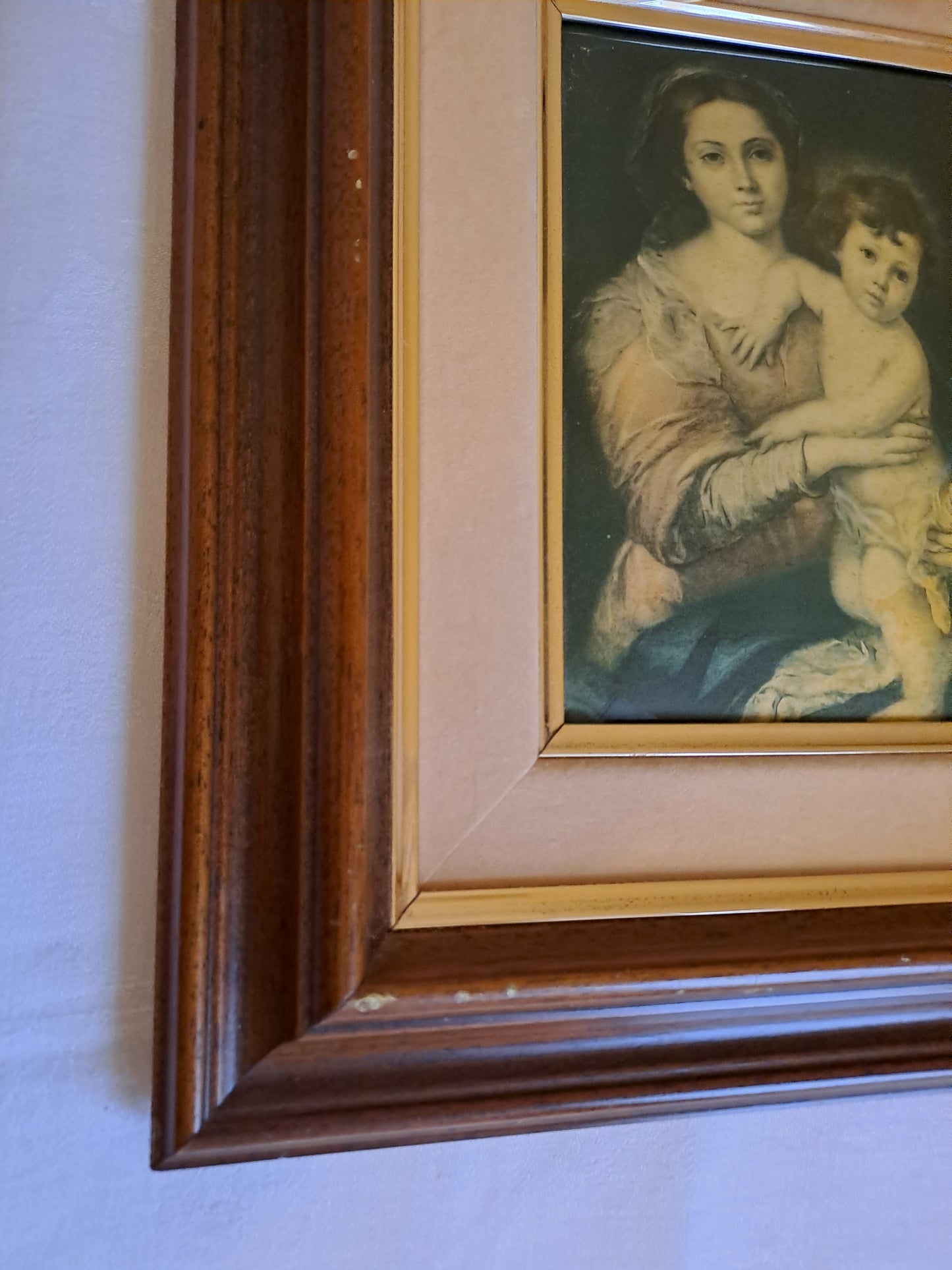 Emaux Limoges. Tableau Sainte vierge Marie d'après Morillo. Ancien Vintage catholique Sacré-Cœur.