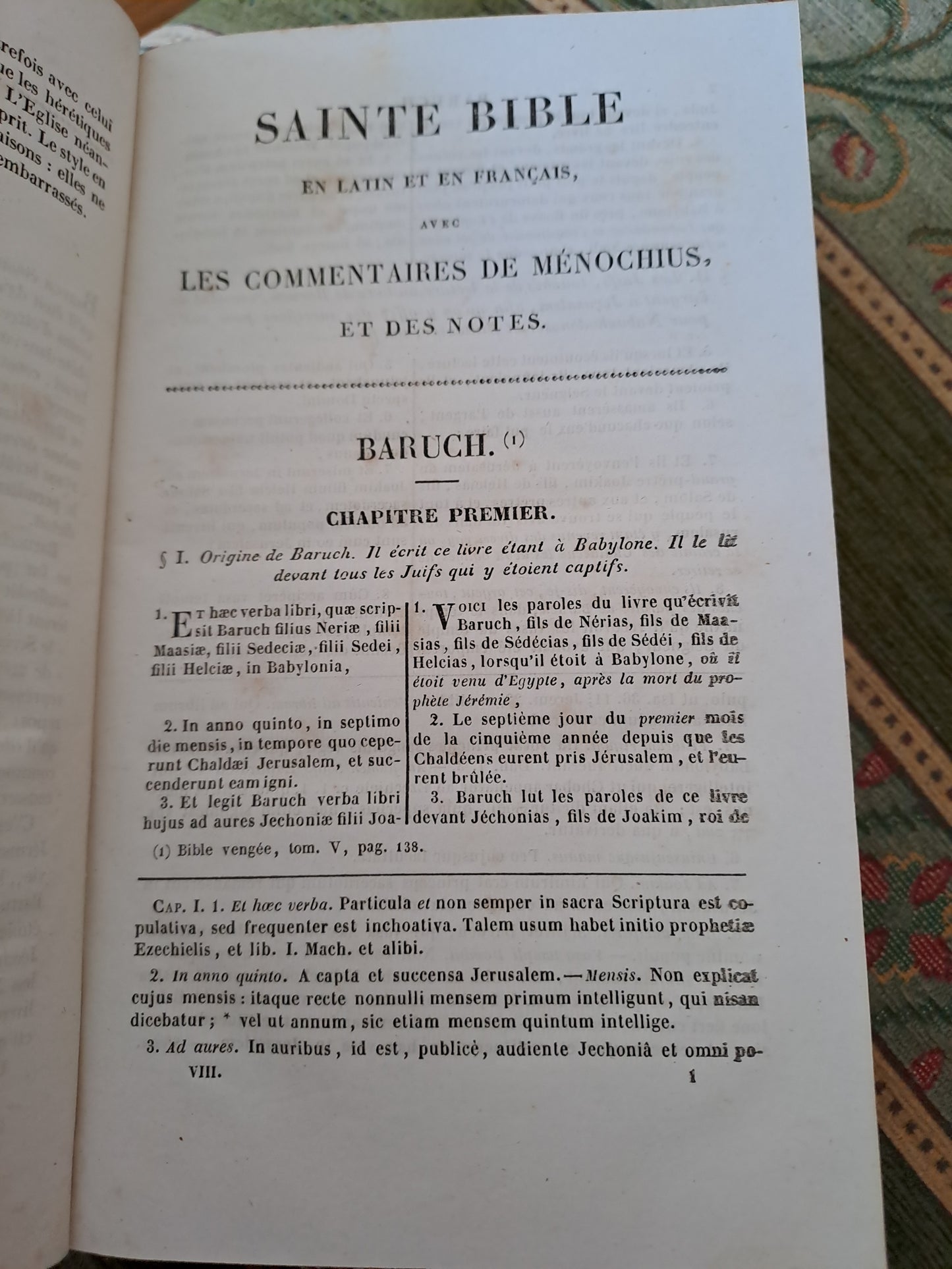 Bible. T8.1835. R P De Carrières Commentaires De Menochius.