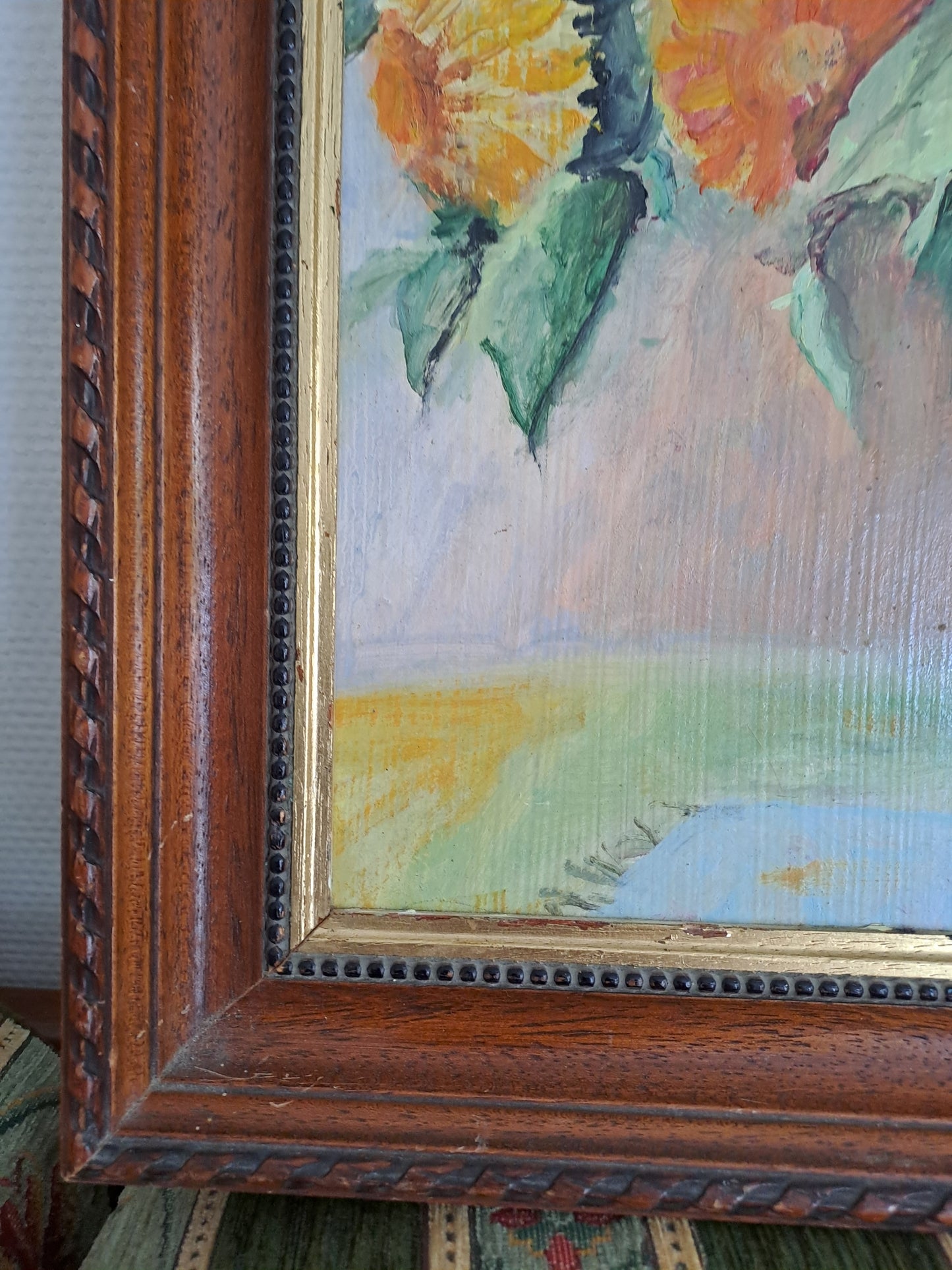 Bouquet de tournesols. Huile.