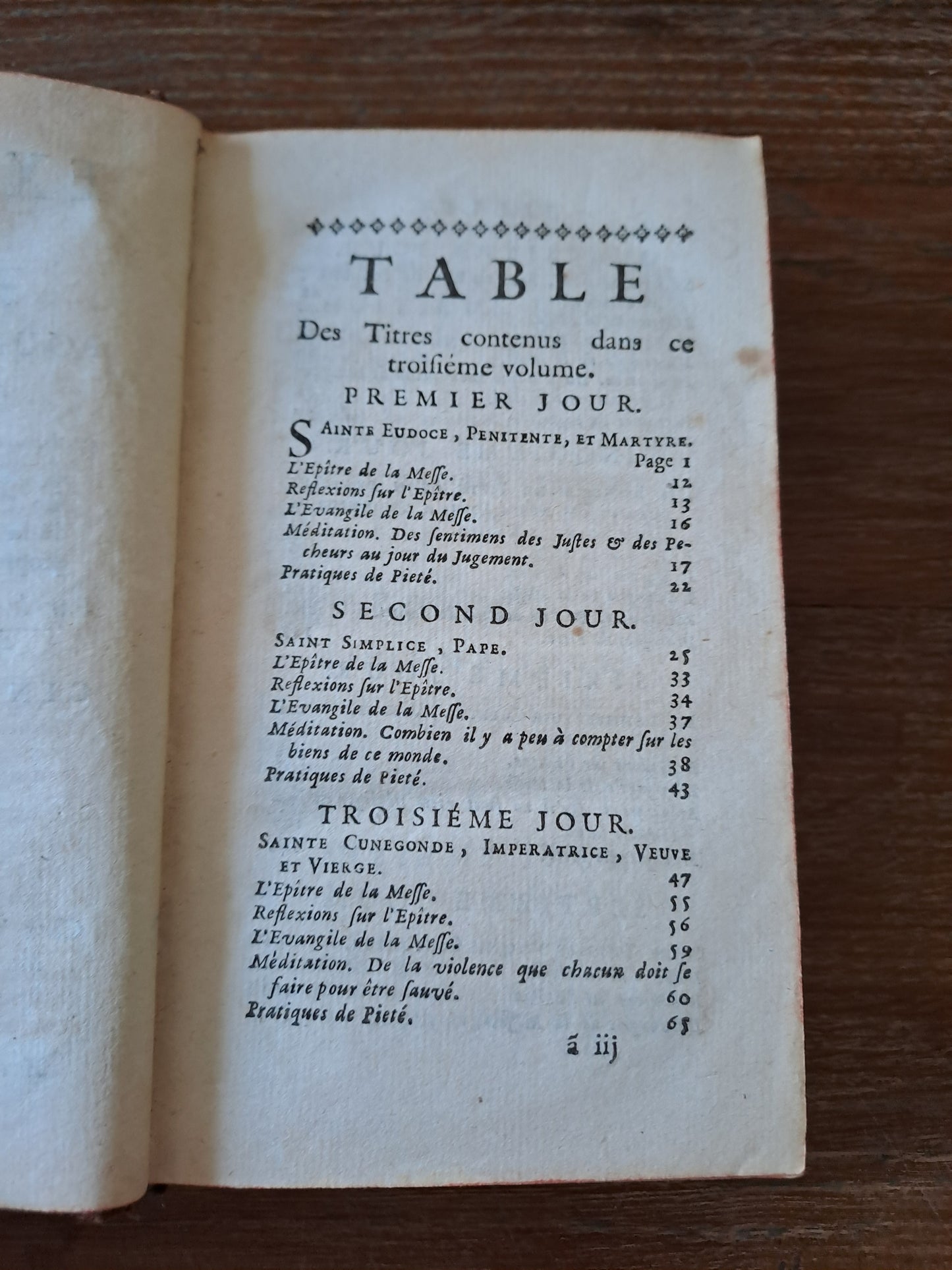 Année chretienne. Mars 1745. Exercices de piété pour tous les jours. Ancien livre vintage catholique.