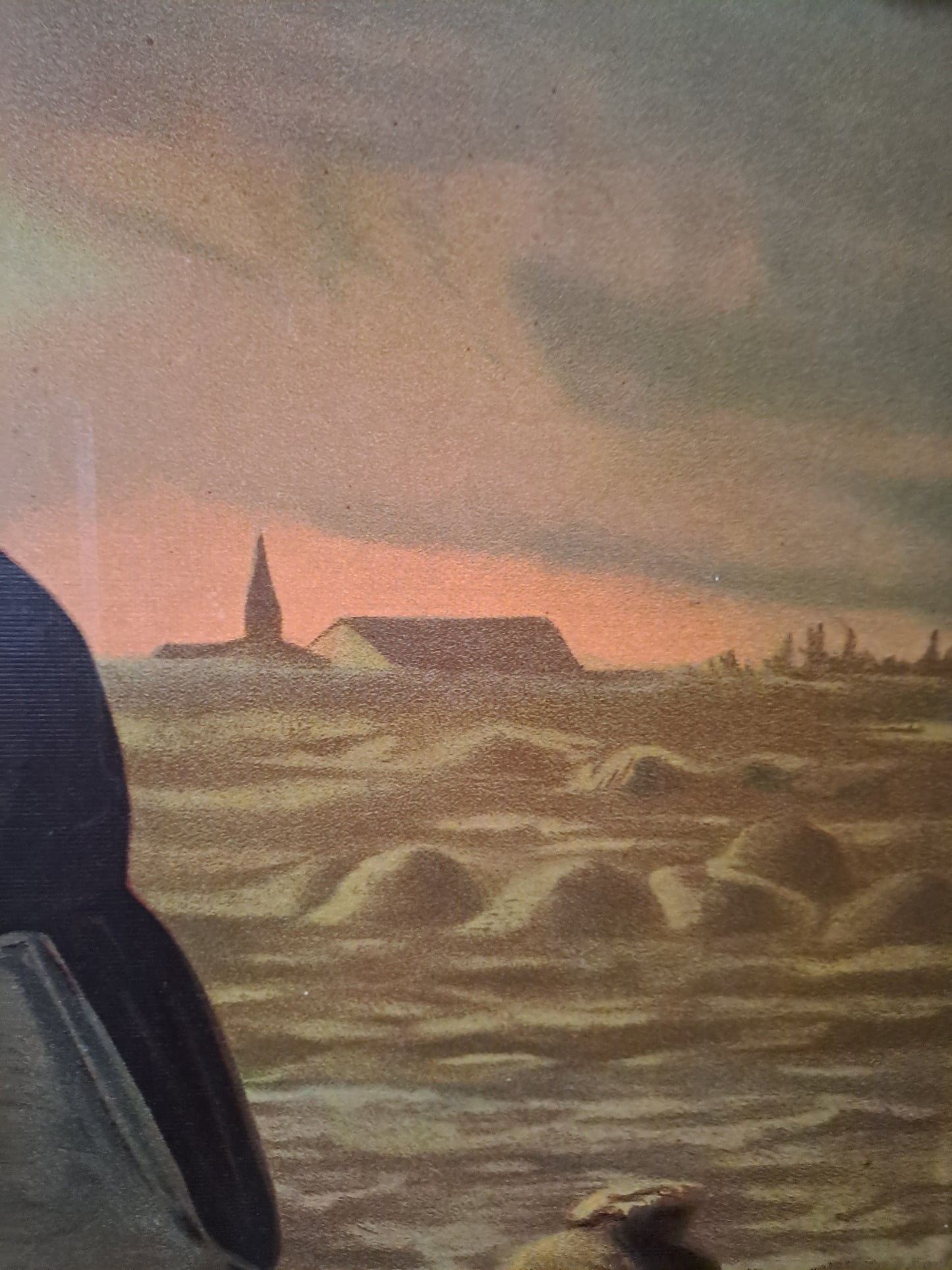 L'angélus. Chromolithographie d'après Millet. 82 cm X 60.5 cm.