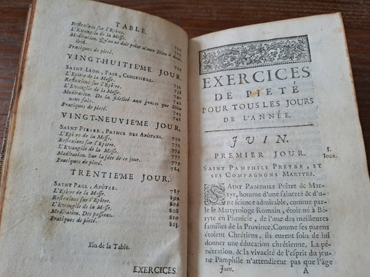 Année chretienne. Juillet 1718. Exercices de piété pour tous les jours. 1718. Ancien livre vintage catholique.