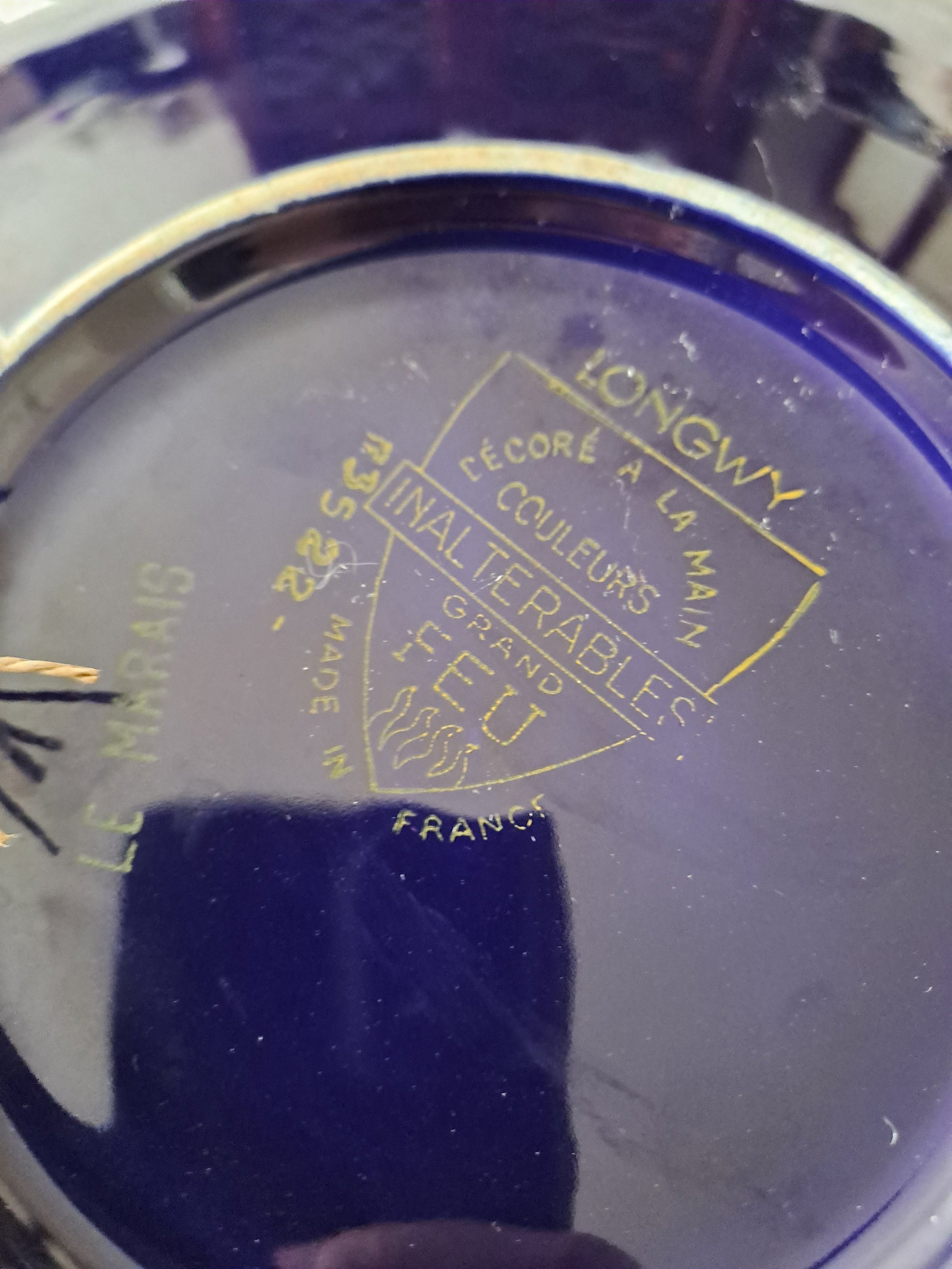 Assiette Murale Longwy Figurant Trois Flamands Roses. Grand Feu. Numéroté 3522. Ancien Vintage décoration. 