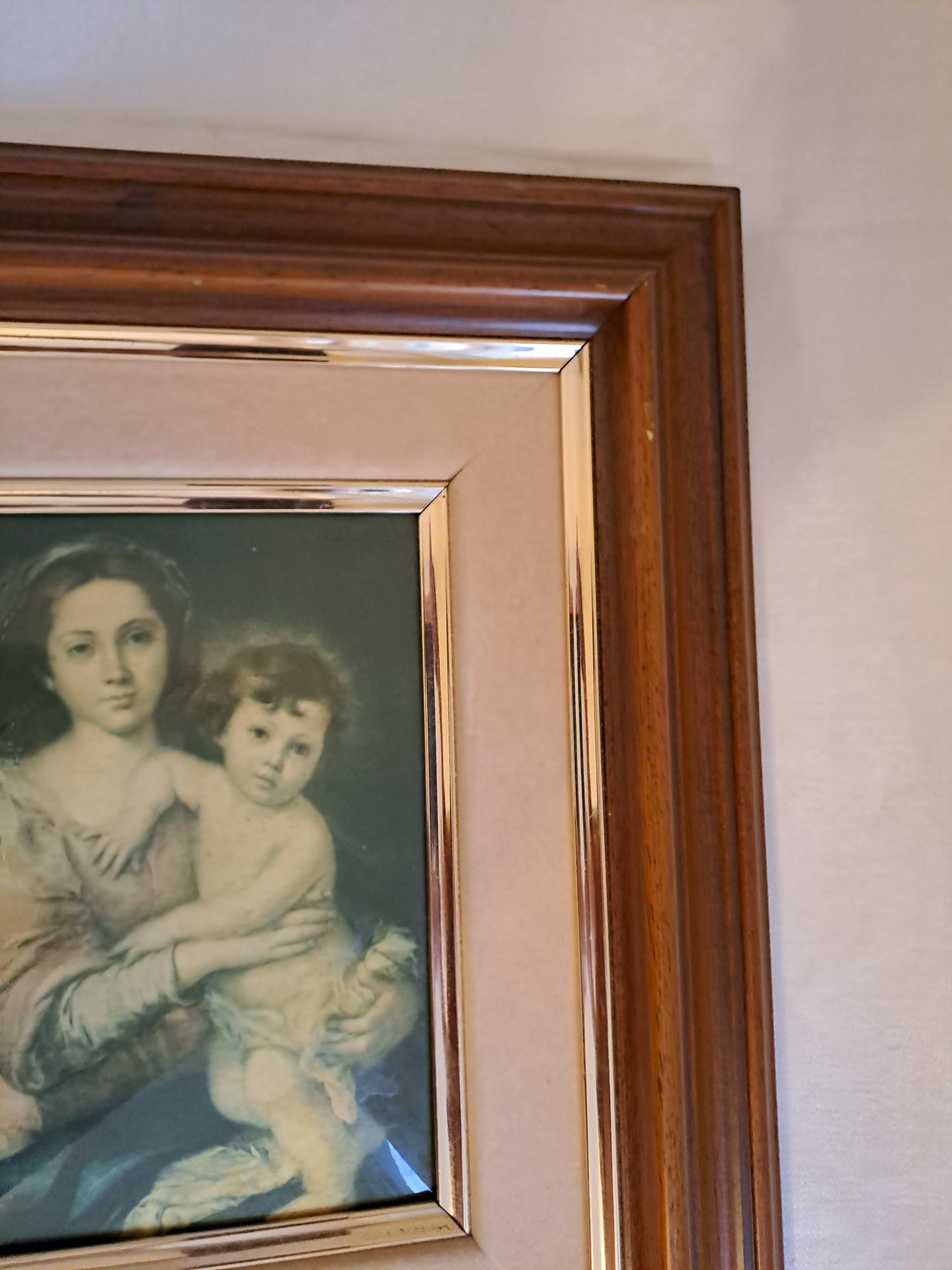 Emaux Limoges. Tableau Sainte vierge Marie d'après Morillo. Ancien Vintage catholique Sacré-Cœur.