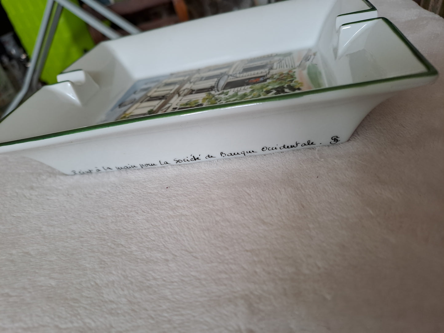 Cendrier à cigares. Porcelaine Limoges France. Peint À La Main. Ancien decoratrice vintage catholique.