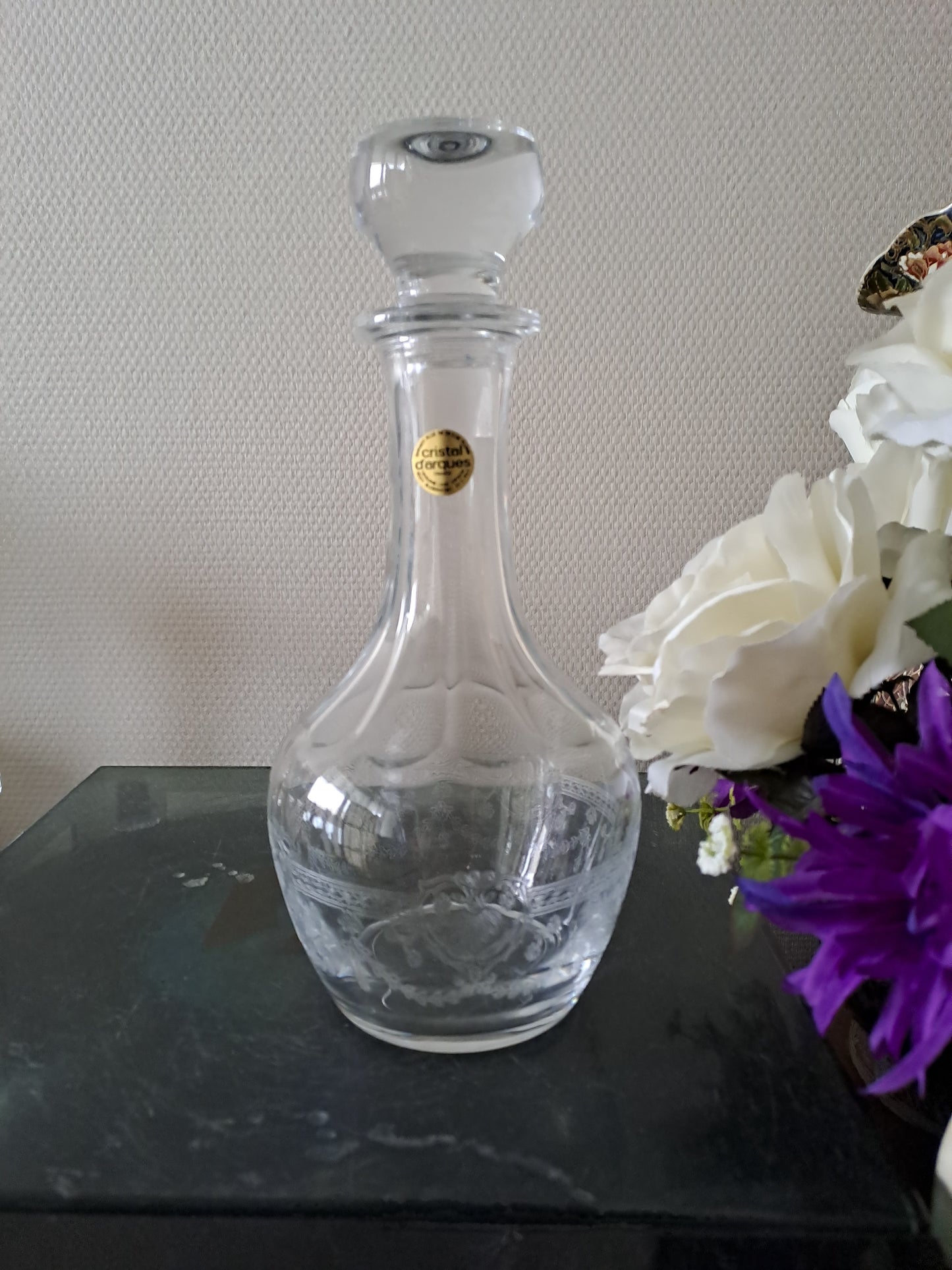 Pichet décanteur en cristal d'Arques modèle Dampierre. Emballage d'origine.