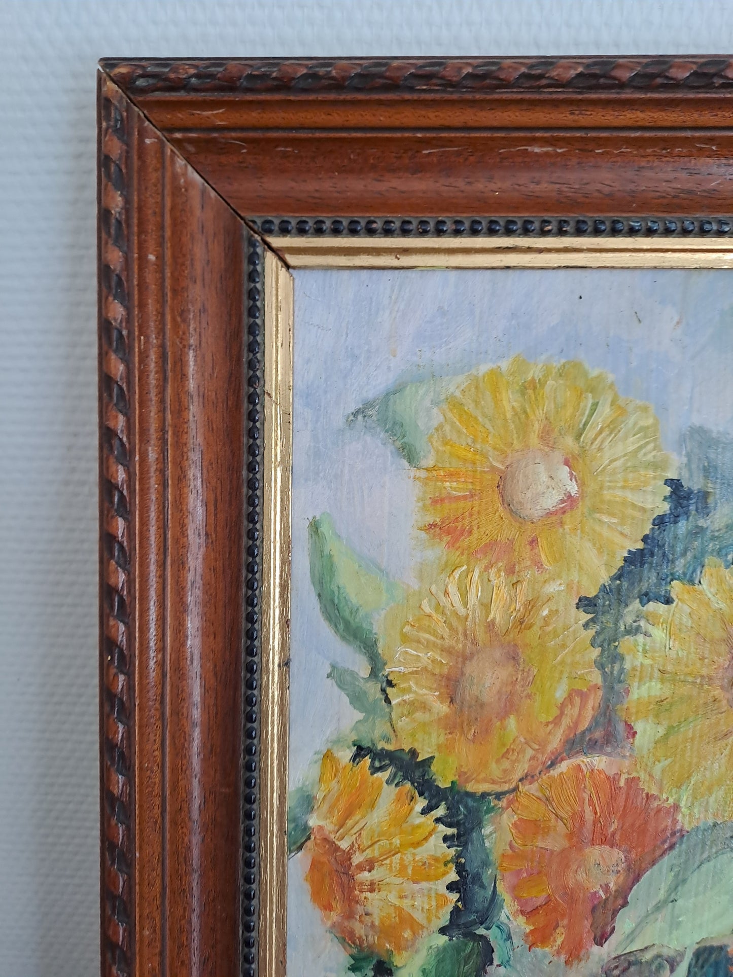 Bouquet de tournesols. Huile.