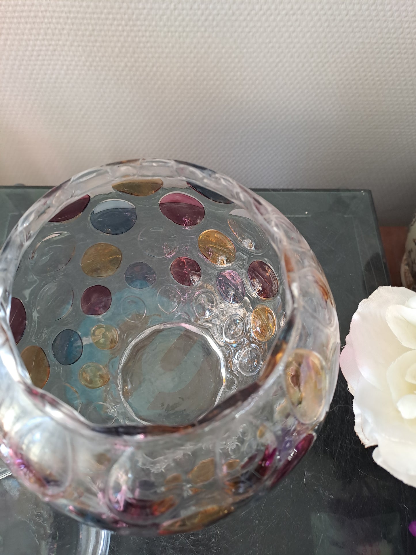 Bonbonnière / vase optique vintage. Boske Sklo. Czech glass. Collection Nemo.