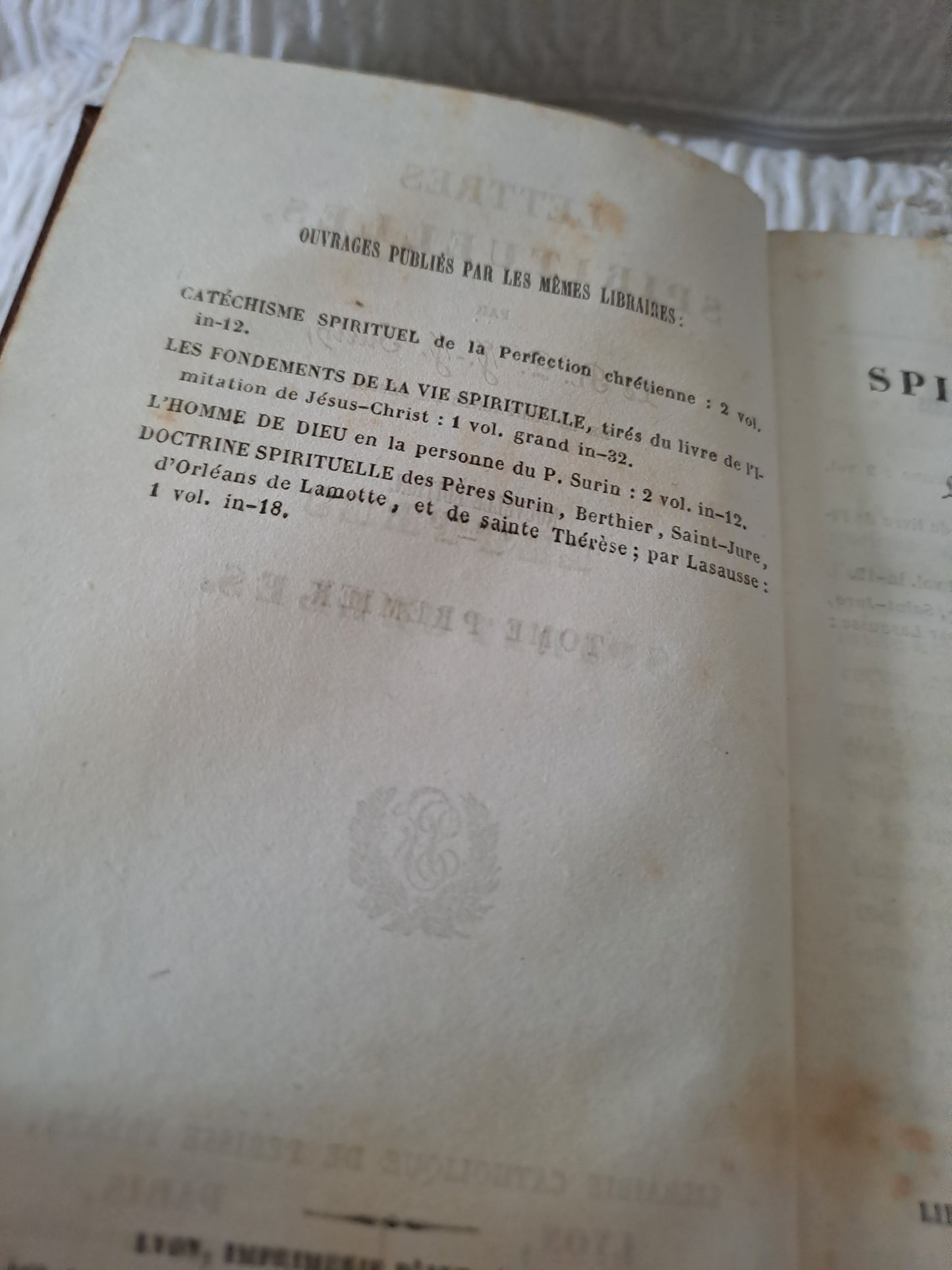 Livre. Lettres spirituelles par le Révérend Père J.  J.  Surin. 1846.