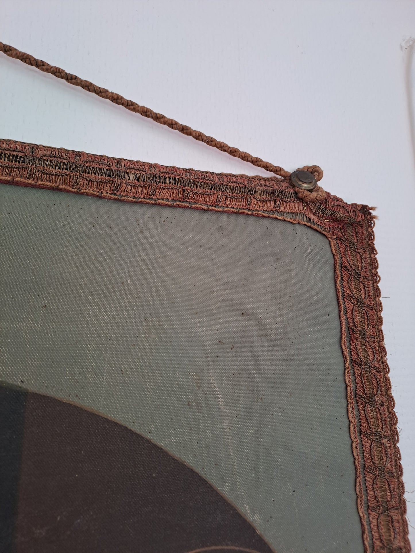 Bannière de processions. Vierge à la chaise d'après Raphaël. Ancien decoration vintage catholique.