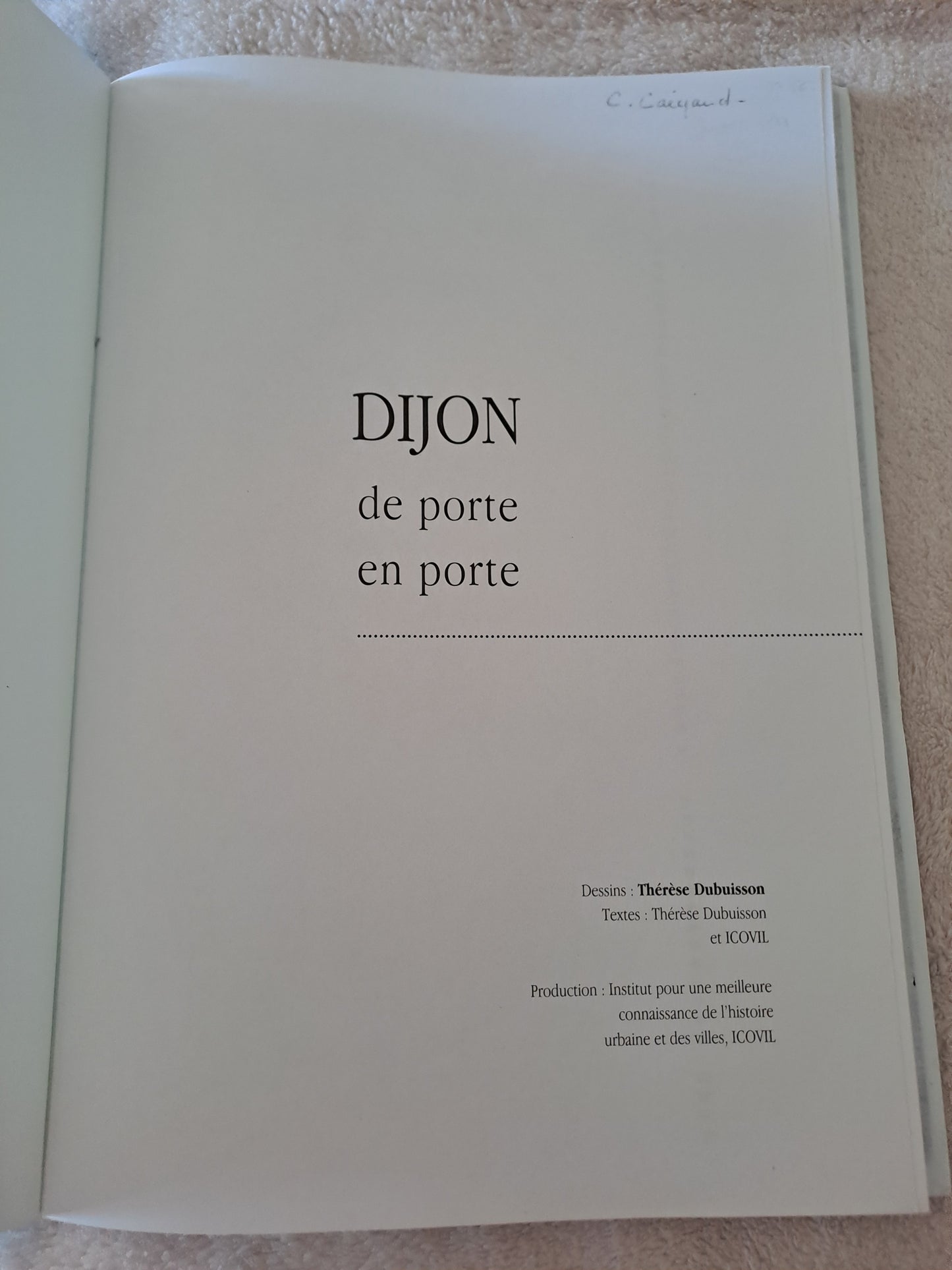Livre. Dijon de porte en porte. Thérèse Dubuisson.