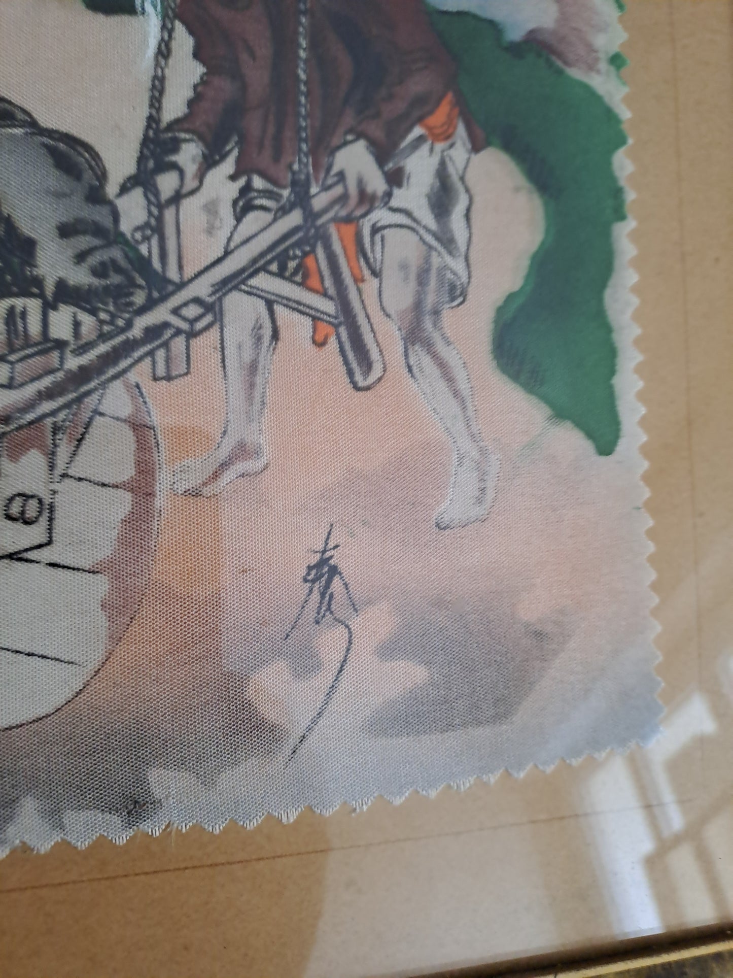 Cadre peinture sur soie. Indochine années 50.