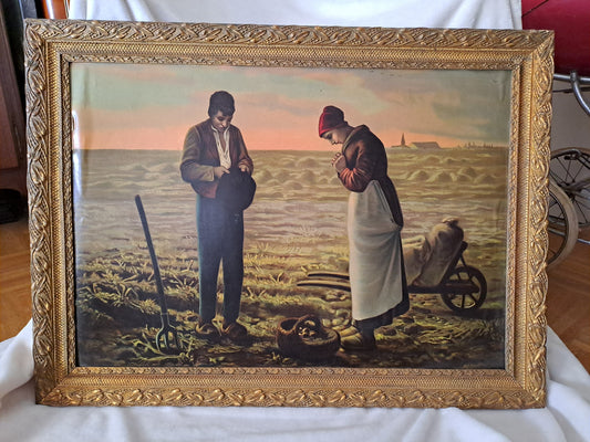 L'angélus. Chromolithographie d'après Millet. 82 cm X 60.5 cm.