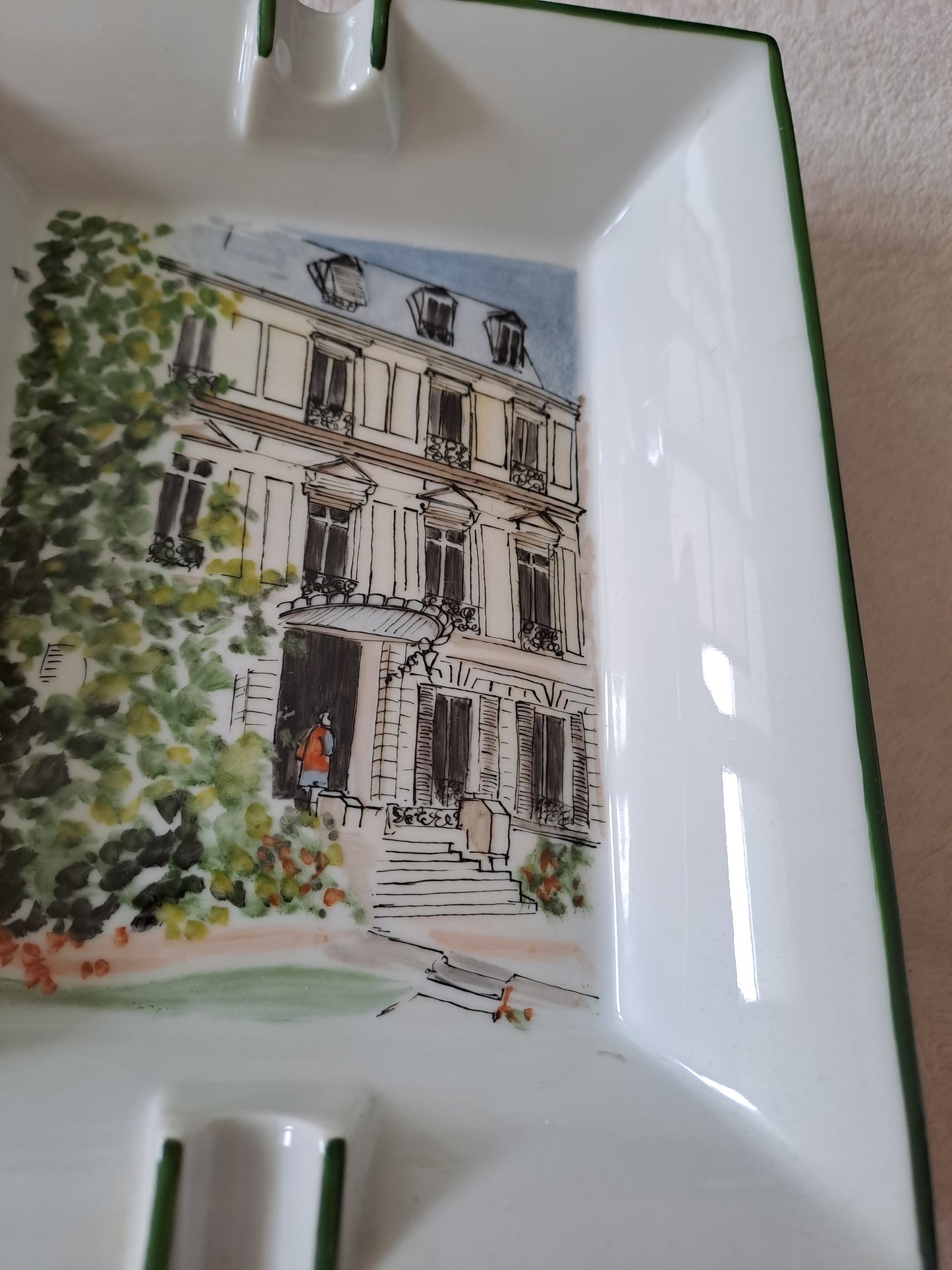 Cendrier à cigares. Porcelaine Limoges France. Peint À La Main. Ancien decoratrice vintage catholique.