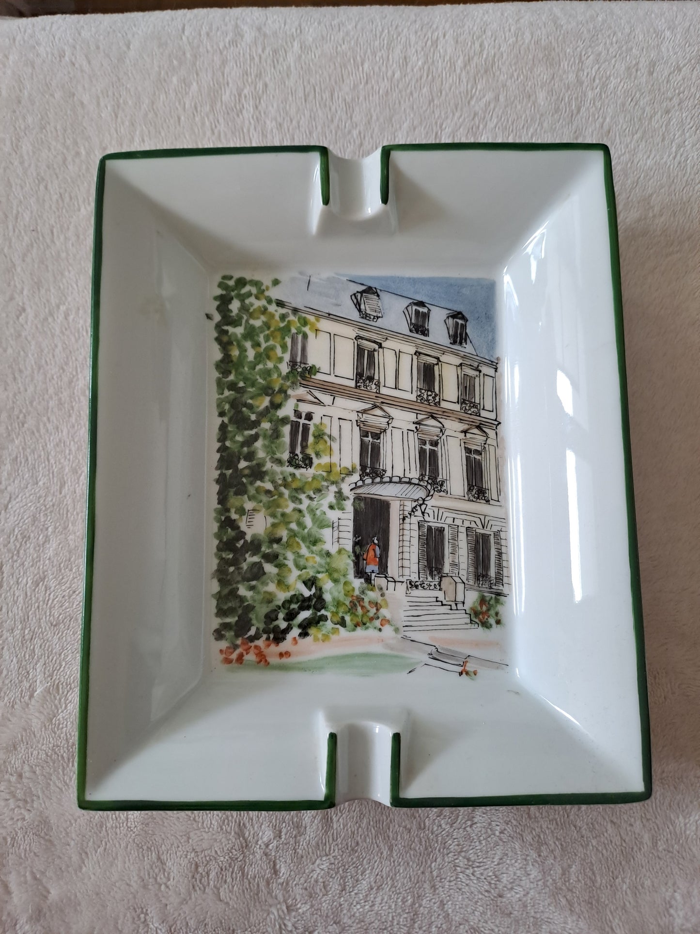 Cendrier à cigares. Porcelaine Limoges France. Peint À La Main. Ancien decoratrice vintage catholique.