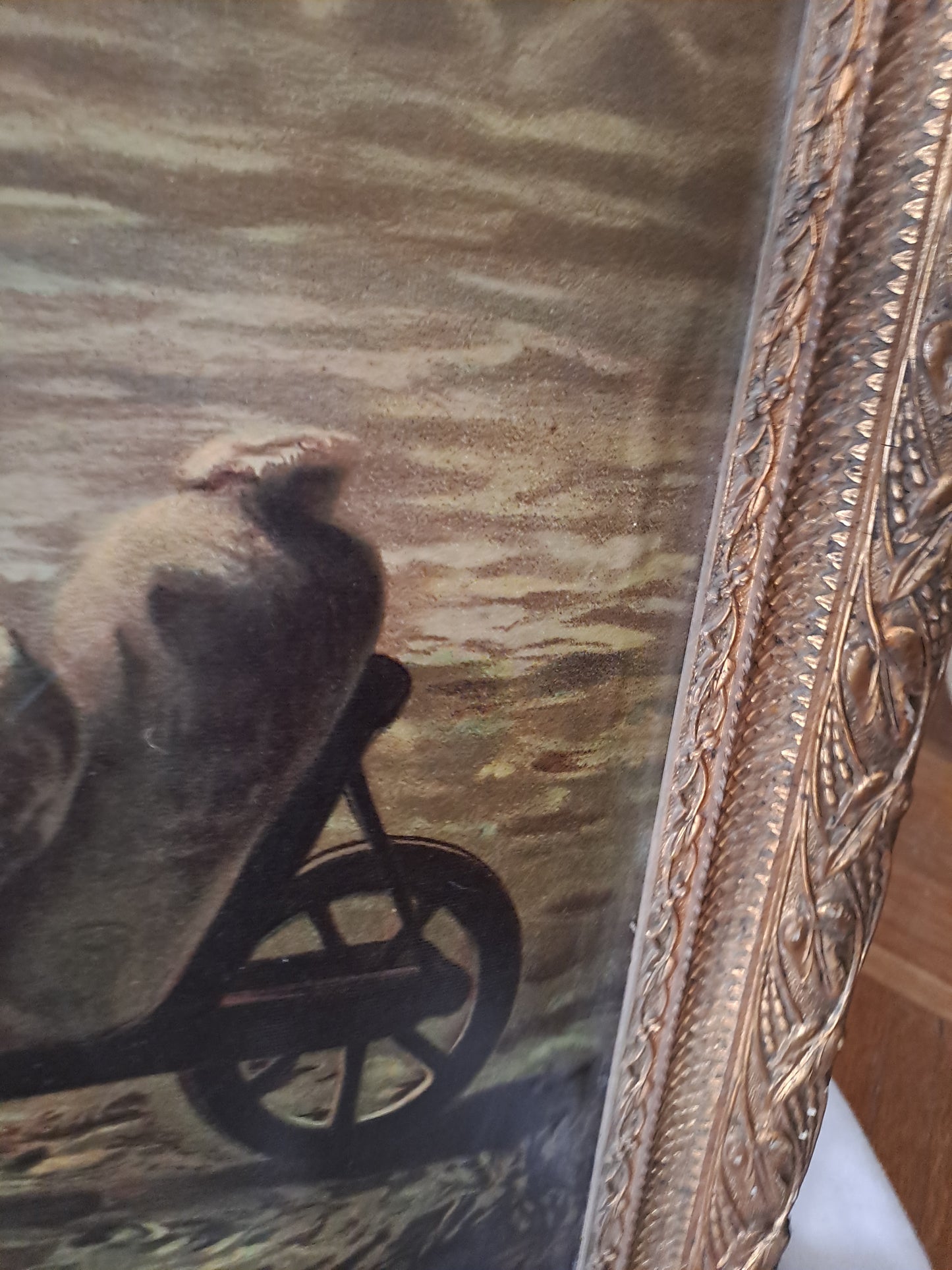 L'angélus. Chromolithographie d'après Millet. 82 cm X 60.5 cm.