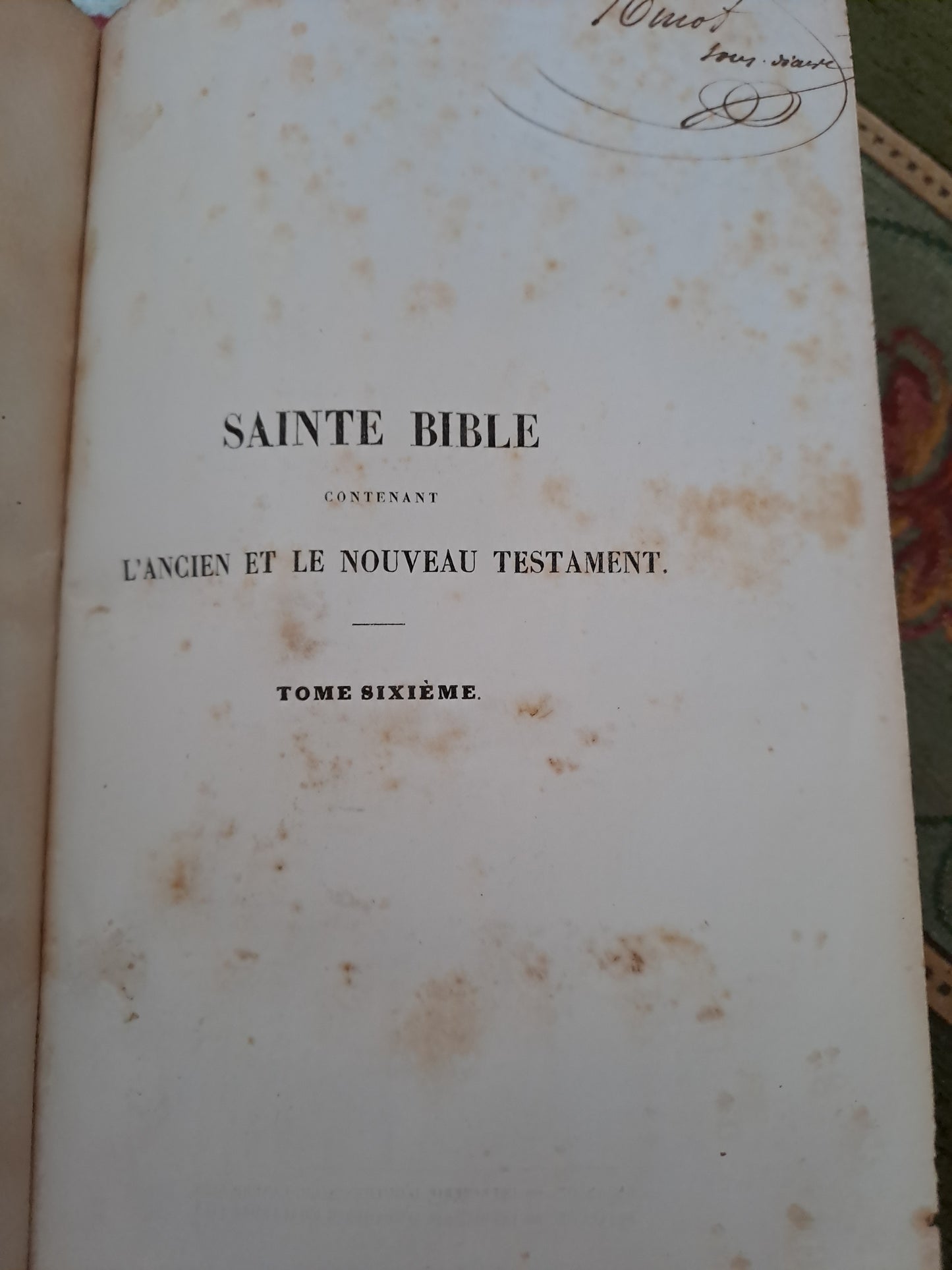 Bible par Révérend Père De Carrière commentaire de Menochius. 1854.