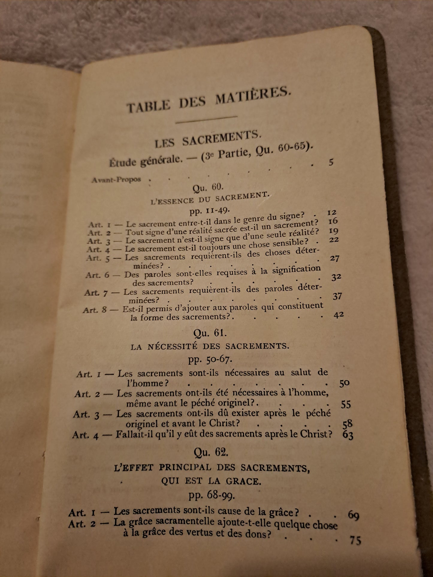 Somme theologique. Les sacrements 3a, questions 60-65. Saint Thomas D'Aquin. Ancien livre vintage catholique Sacré-coeur.