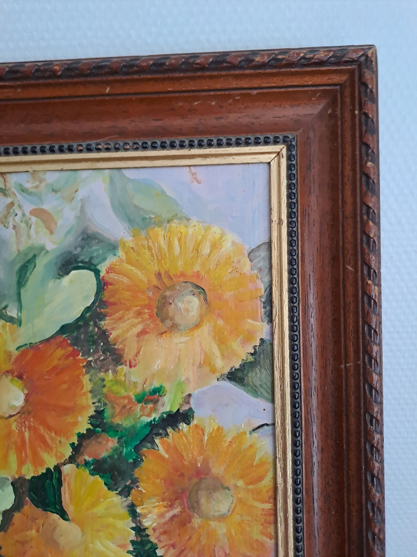 Bouquet de tournesols. Huile.