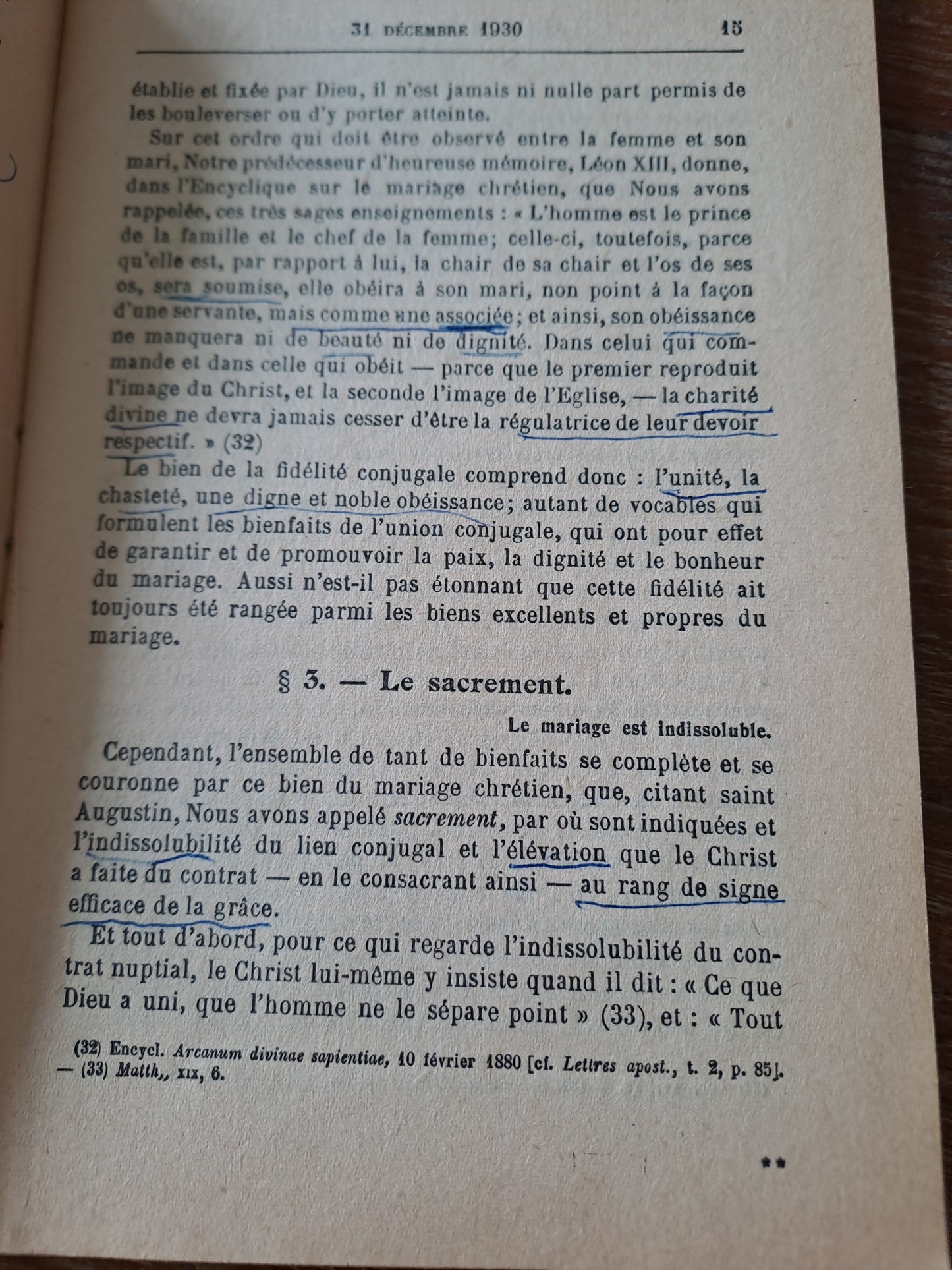 Lettre Encyclique "Casti connubii" sur le mariage Chrétien. 1930. Ancien livre vintage catholique.