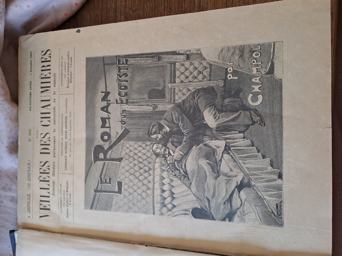 Revues " les veillées des chaumières ". Du 3 novembre 1894 au 30 octobre 1895. Ancien livre vintage.