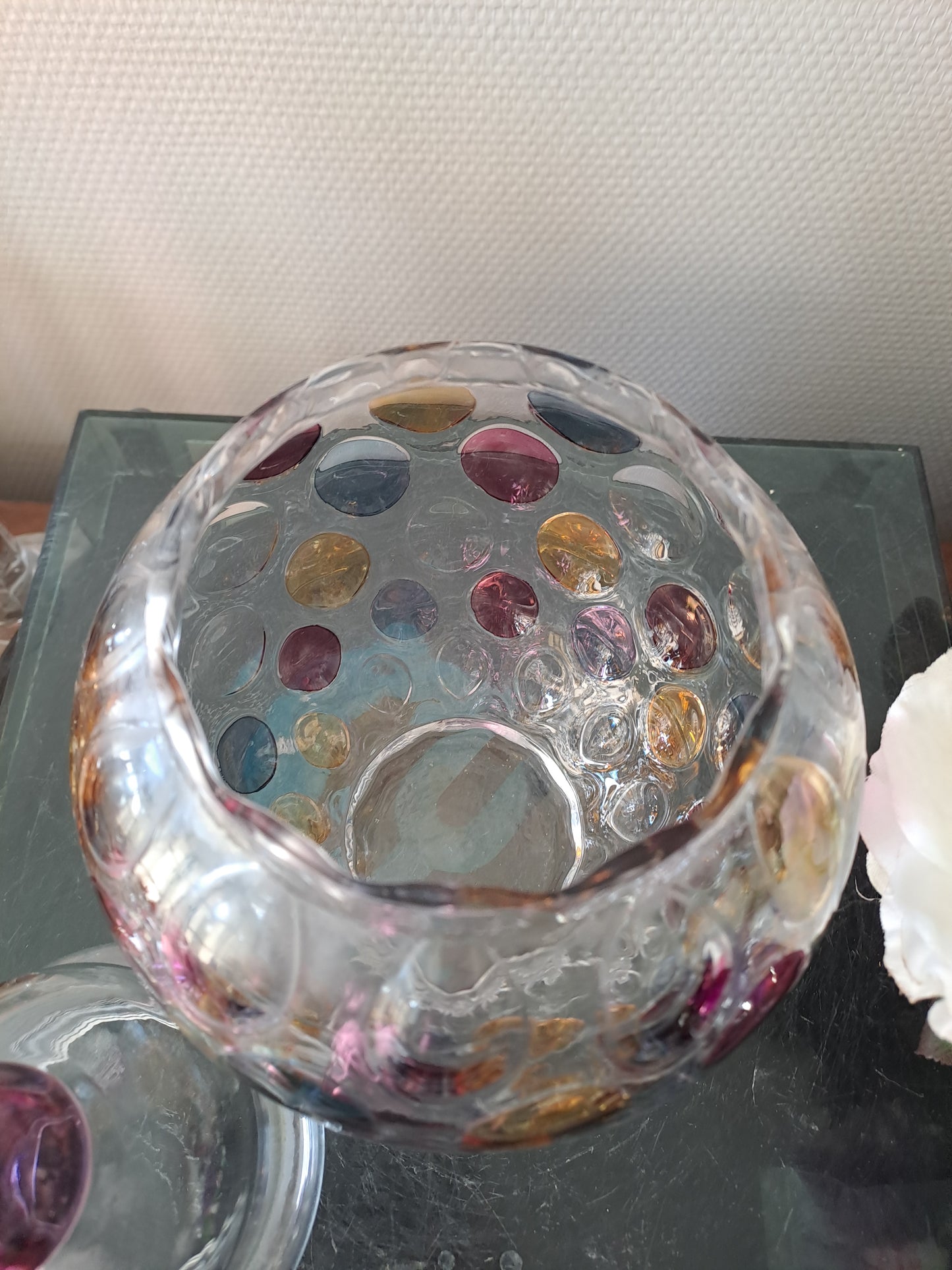 Bonbonnière / vase optique vintage. Boske Sklo. Czech glass. Collection Nemo.