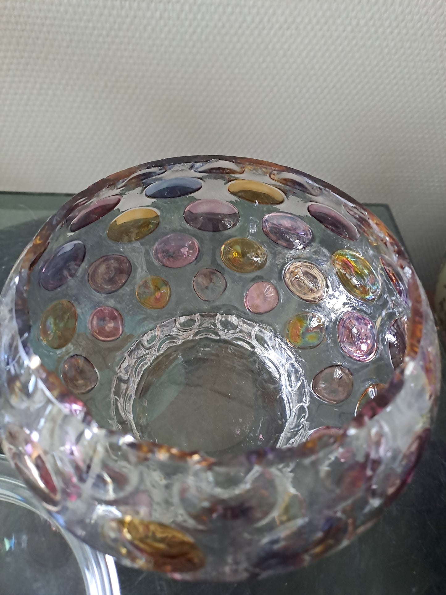 Bonbonniere/ Vase optique vintage. Boske Sklo. Czech glass.