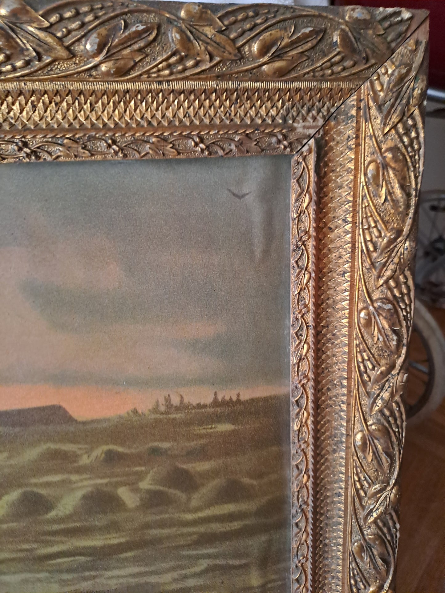 L'angélus. Chromolithographie d'après Millet. 82 cm X 60.5 cm.