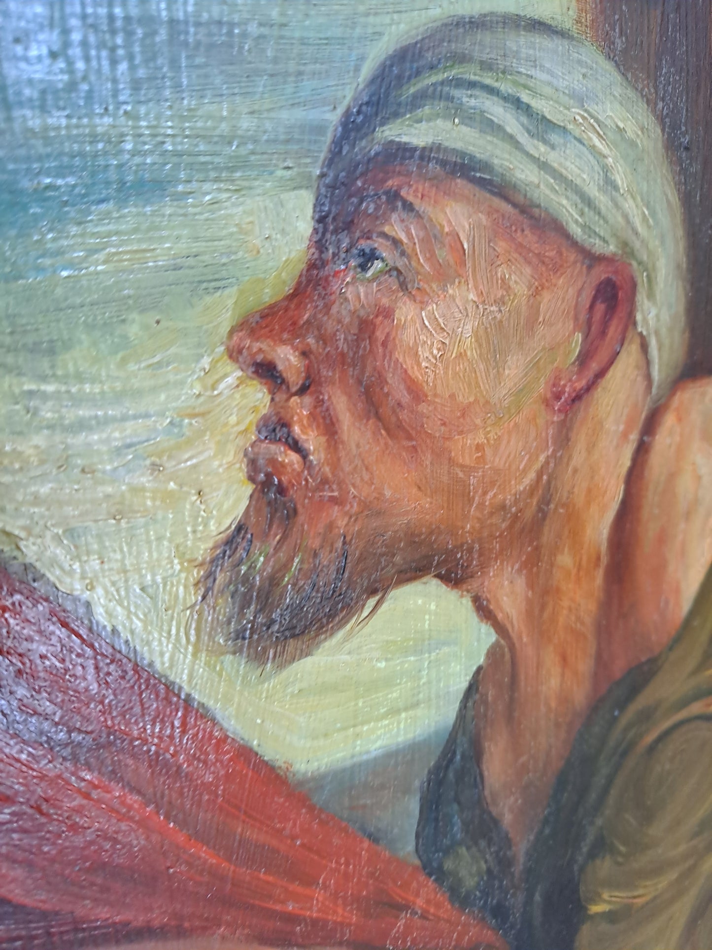 Tableau Saint-Martin et le mendiant d'après Van Dick. Signé. 125cm X 107 cm. Ancien vintage catholique sacré-coeur.