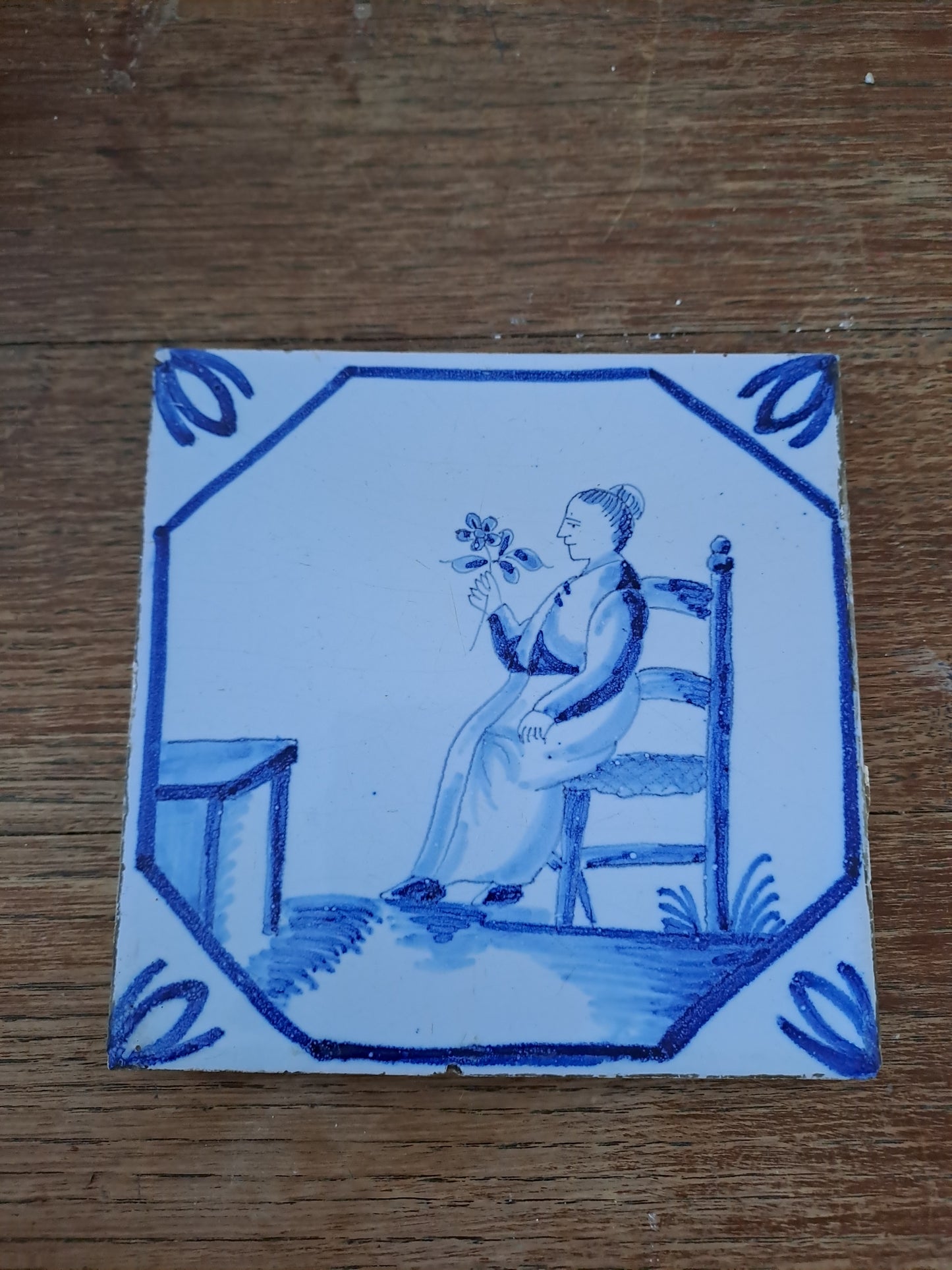 Carreau Delft Antique. Holland.  13 Cm X 13 Cm. 13. Ancien decoration vintage.