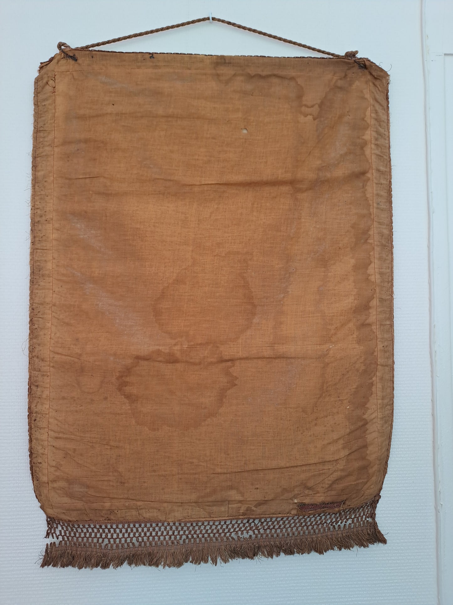 Bannière de processions. Vierge à la chaise d'après Raphaël. Ancien decoration vintage catholique.