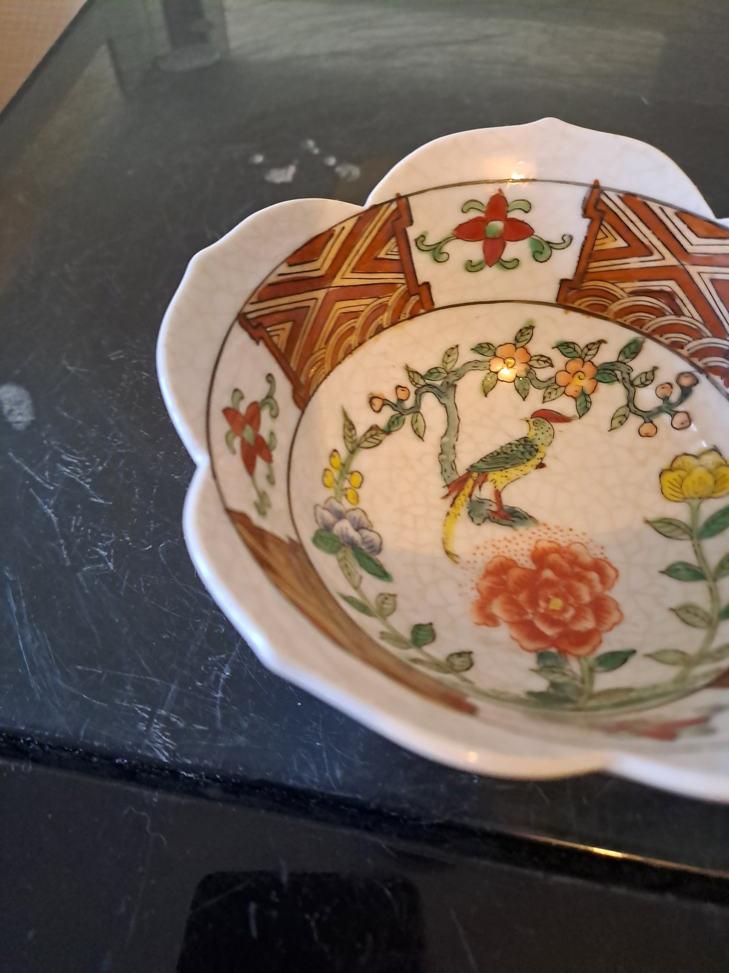 Bol Porcelaine. Chine. Oiseau Branché. Ancien vintage decoration asie asiatique.