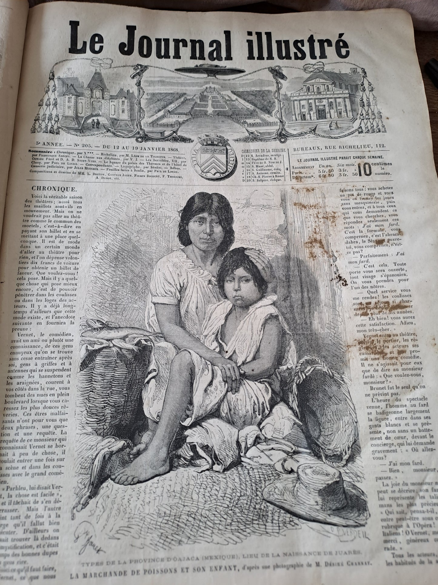 Revues " Le Journal illustré ". Année 1868. 5 eme année. Ancien livre vintage.